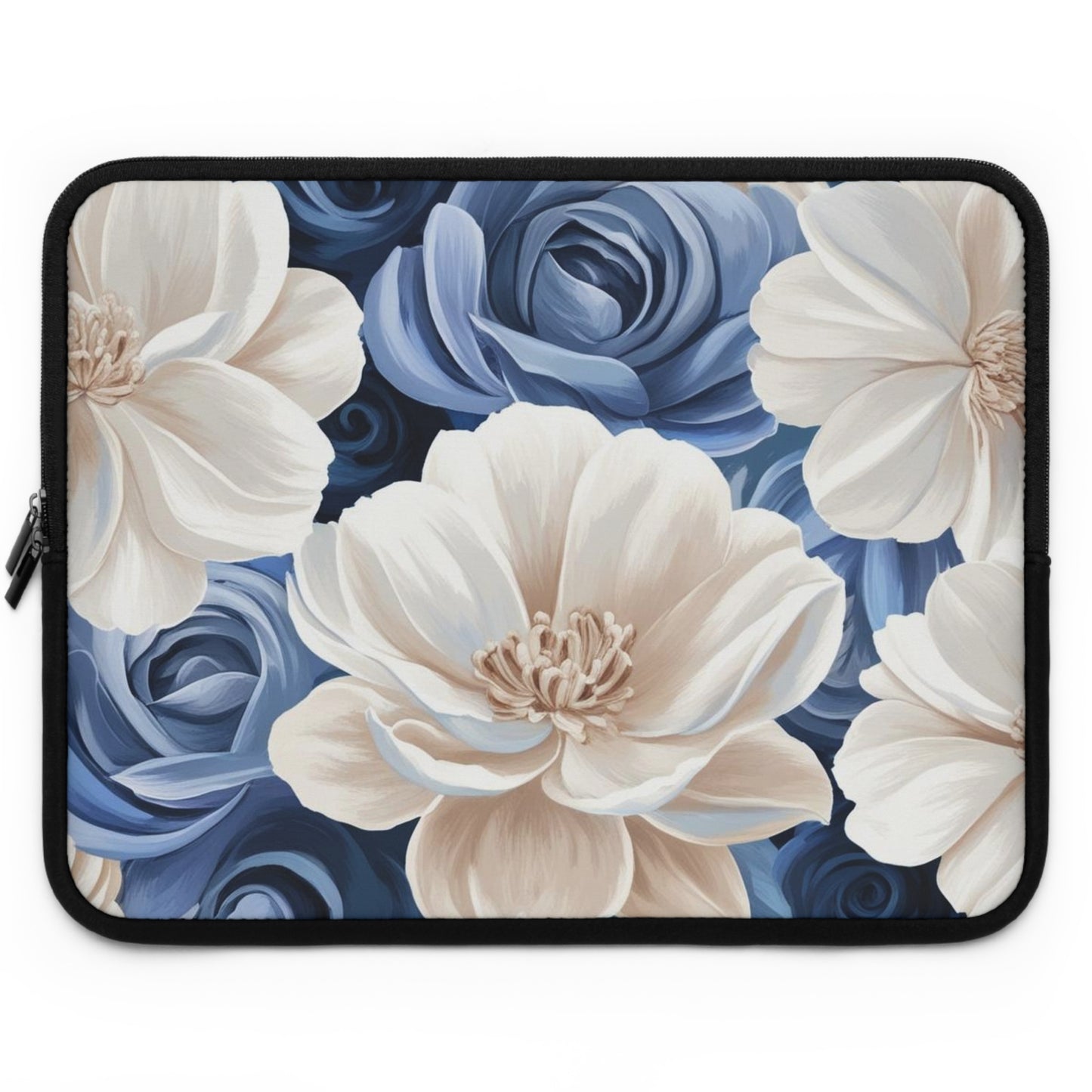 Painted Blue and White Flowers Laptop Sleeve