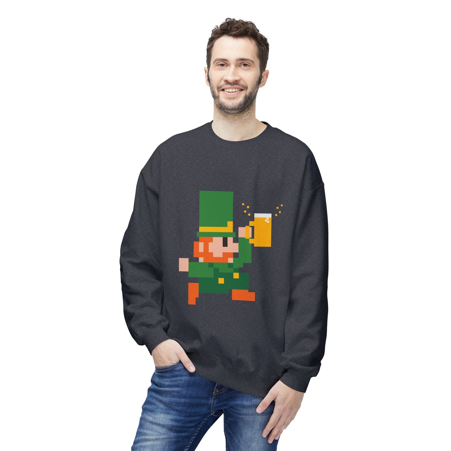 Pixel Leprechaun Unisex Softstyle Fleece Crewneck Sweatshirt