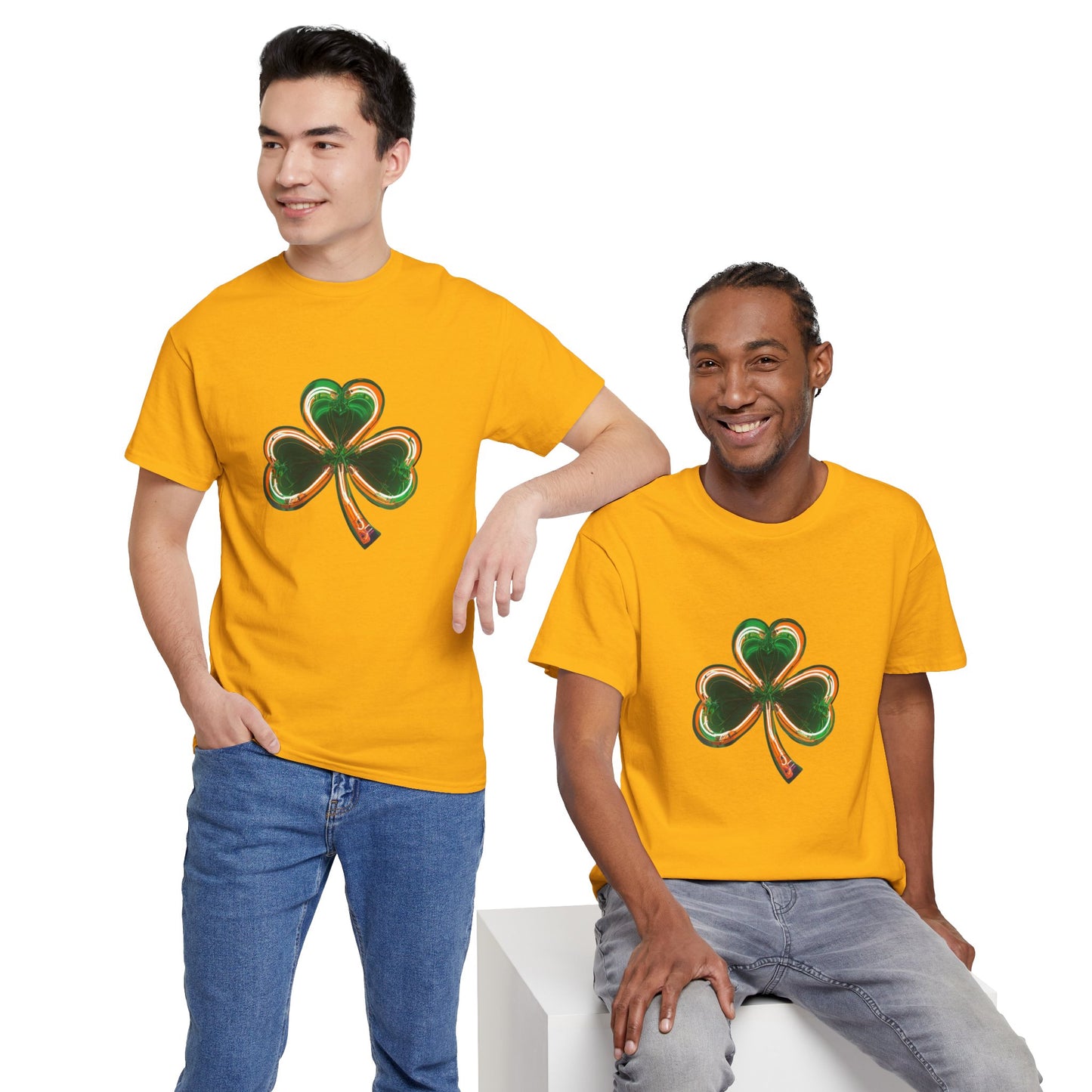 Electric Luck - Green and Orange Unisex Heavy Cotton Tee