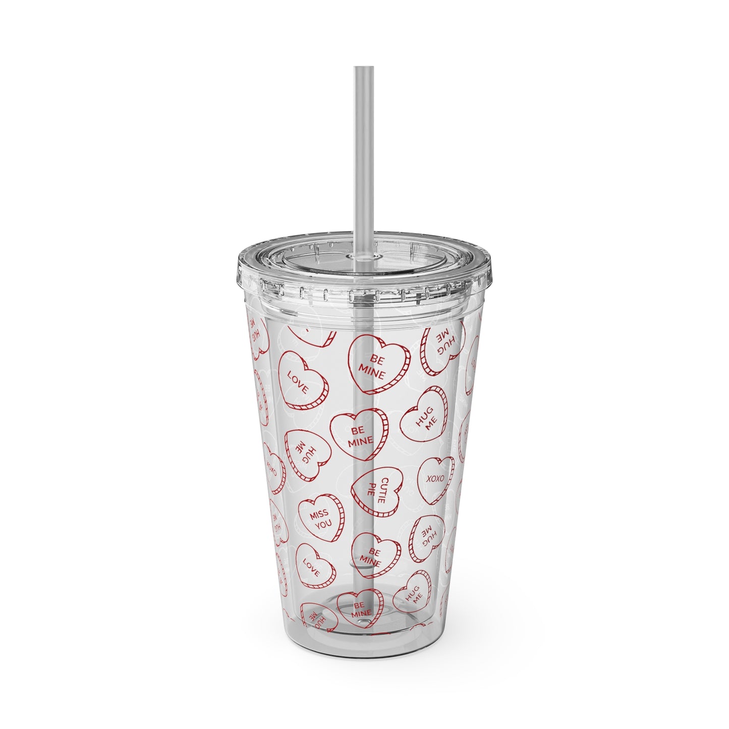 Clear Candy Hearts Sunsplash Tumbler with Straw, 16oz