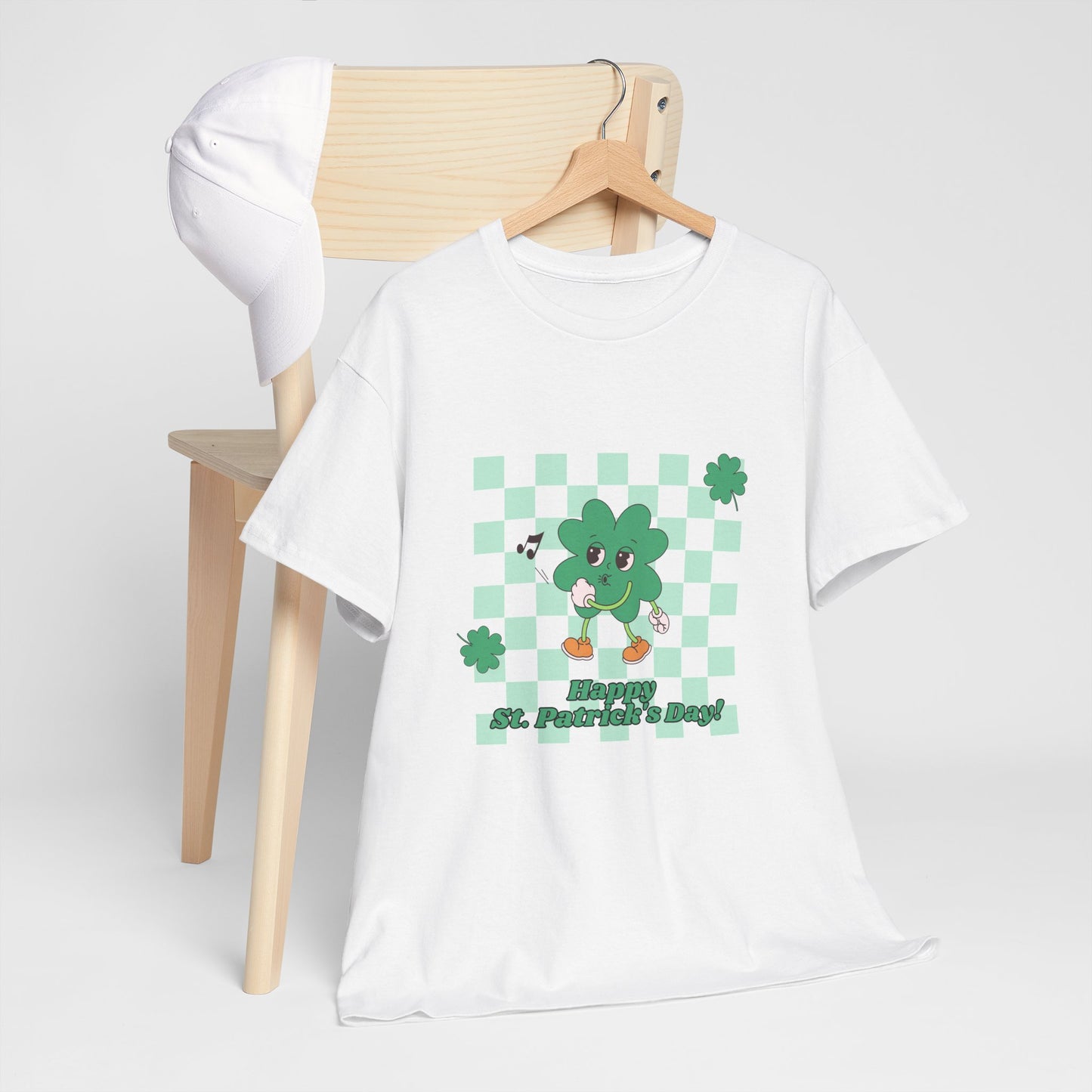 St. Pat's Checkers Unisex Heavy Cotton Tee - Lucky Shamrock Design