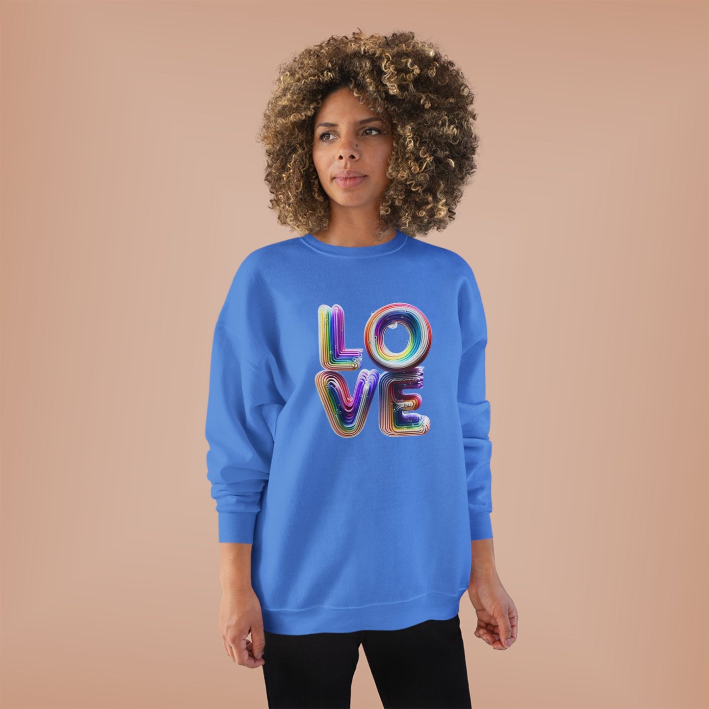 3D LOVE - Colorful Love Unisex EcoSmart Crewneck Sweatshirt