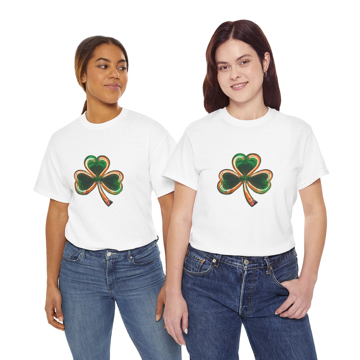 Electric Luck - Green and Orange Unisex Heavy Cotton Tee