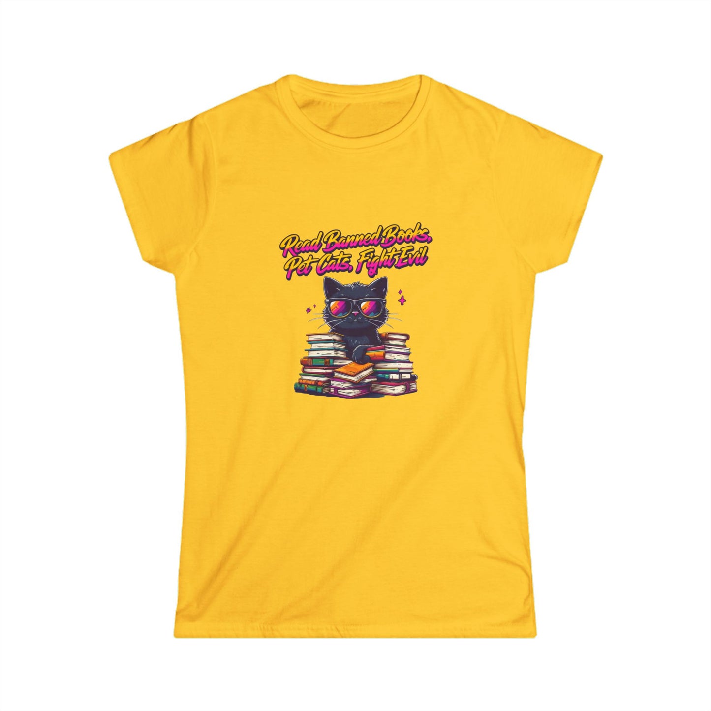 Read Banned Books, Pet Cats, Fight Evil Women's Softstyle Tee