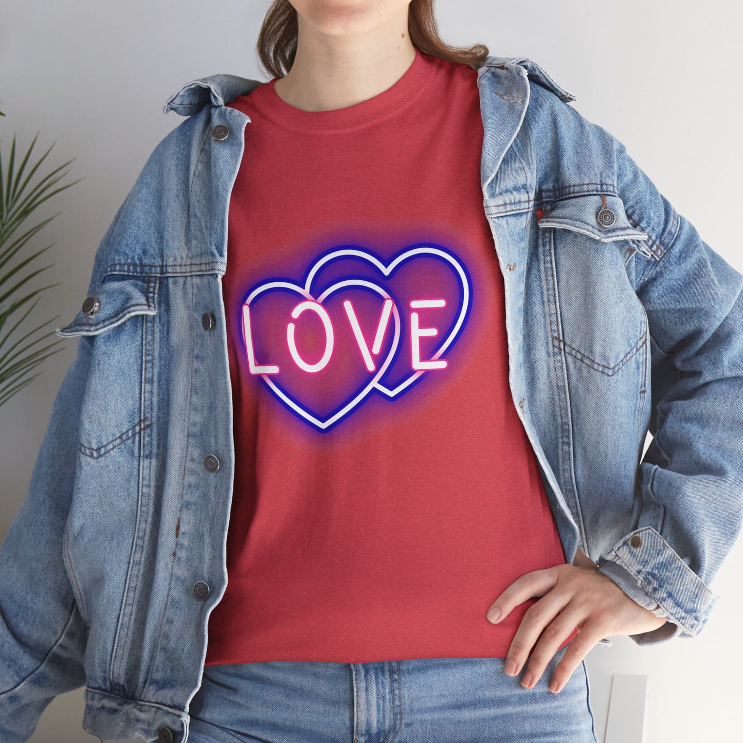 Neon Double Heart Unisex Heavy Cotton Tee