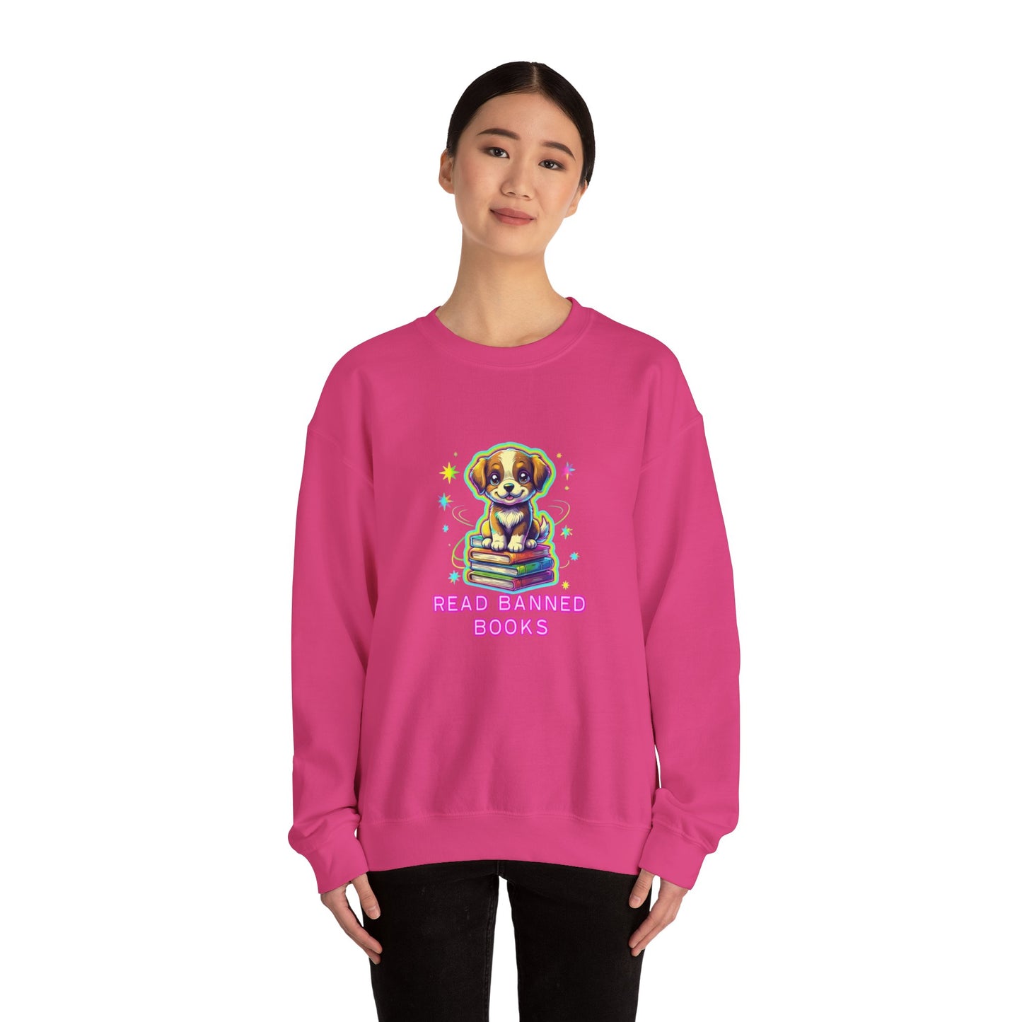 Read Banned Books - Dog Unisex Heavy Blend™ Crewneck Sweatshirt