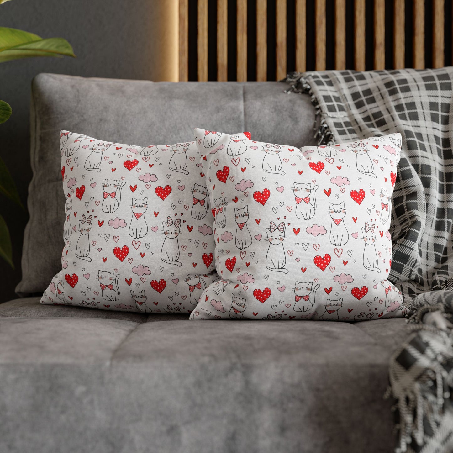 Kitty Love Spun Polyester Square Pillowcase