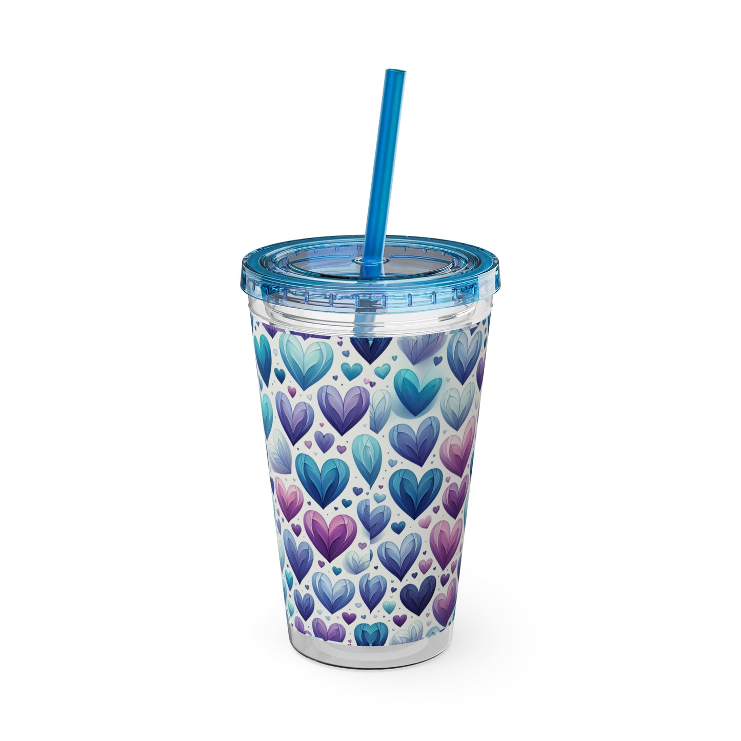 Blue Without Your Love Sunsplash Tumbler with Straw, 16oz