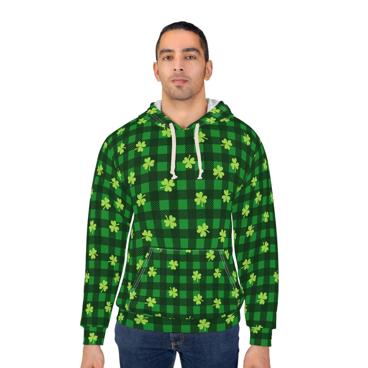 Shamrock Plaid Unisex Pullover Hoodie (AOP)