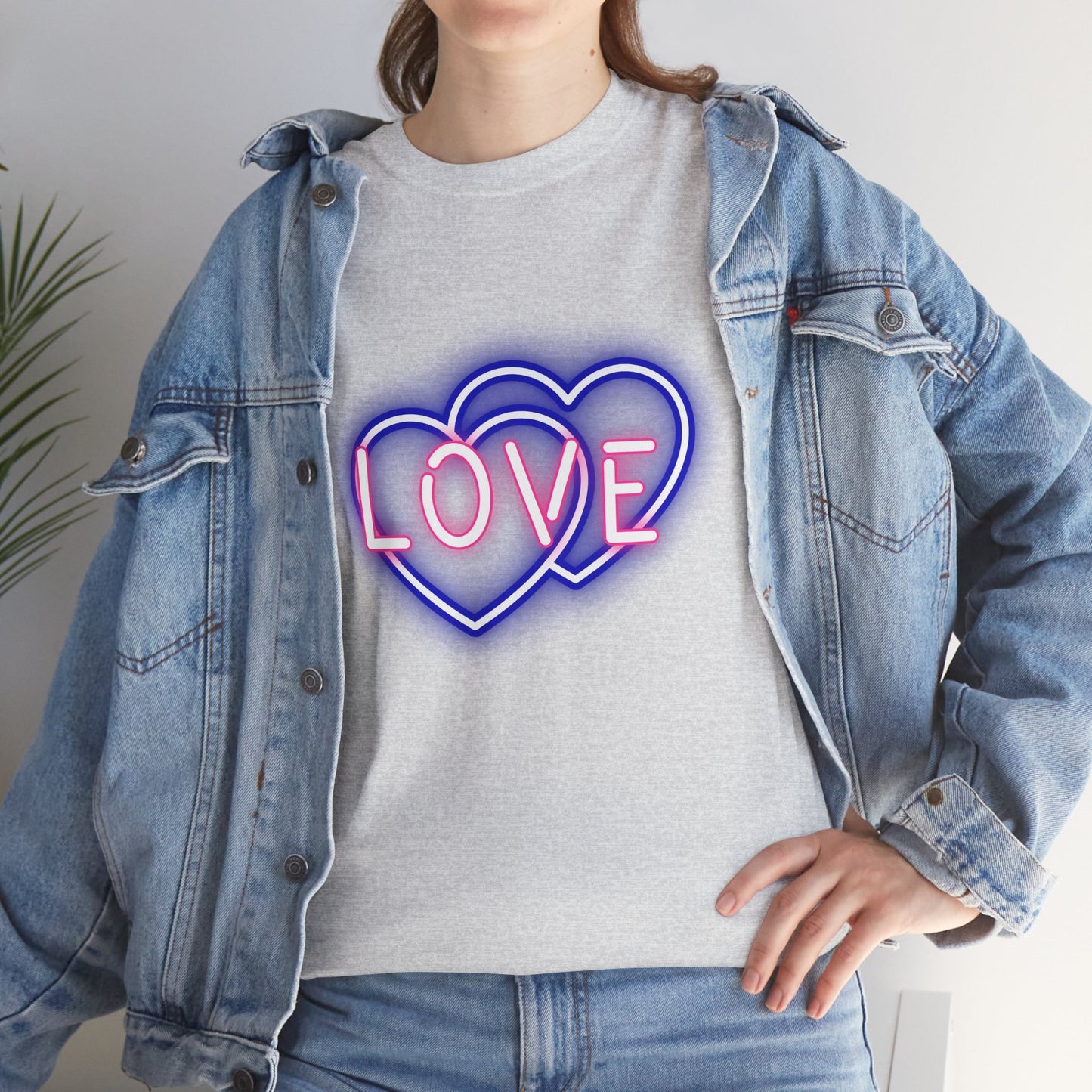 Neon Double Heart Unisex Heavy Cotton Tee