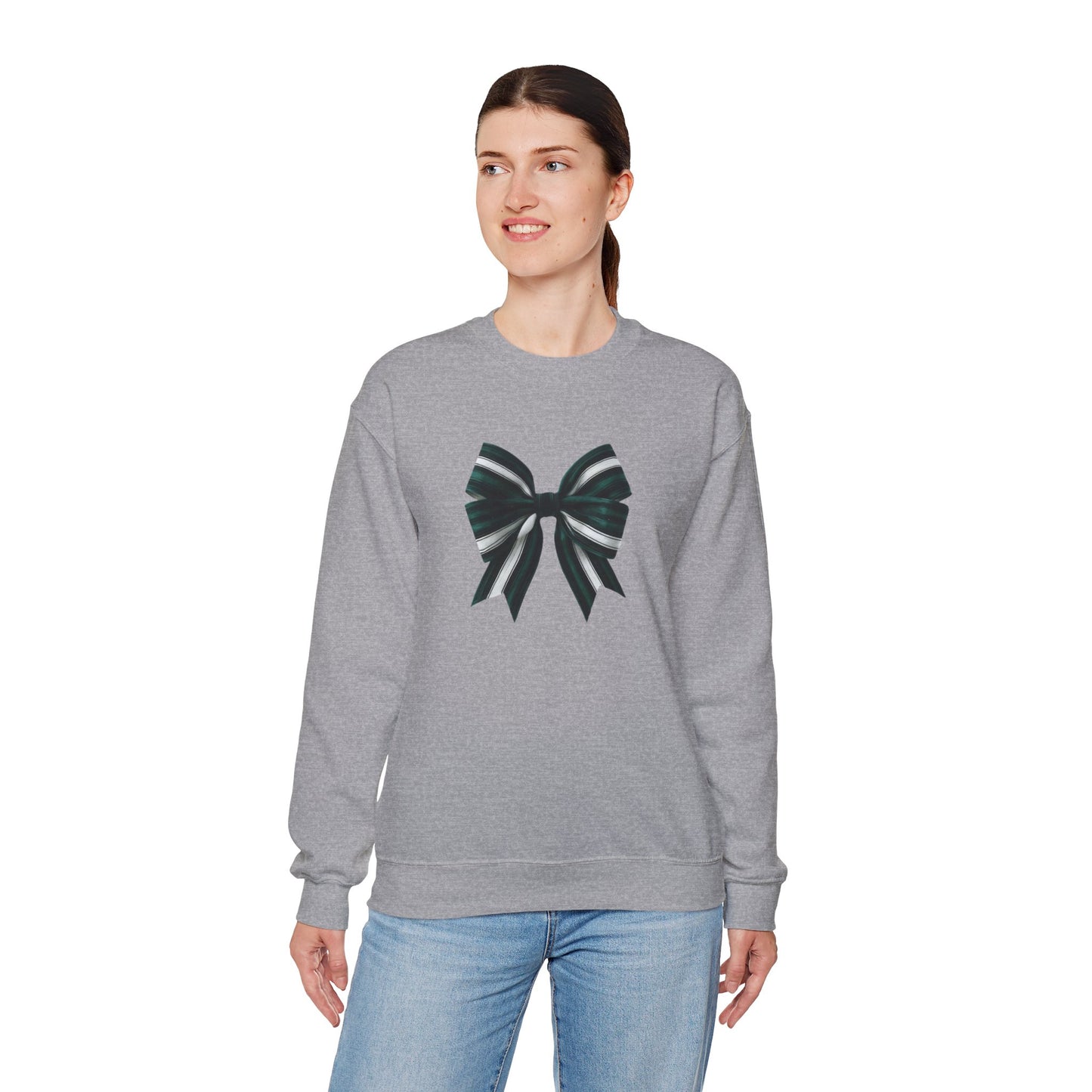 Green, White and Black Bow Unisex Heavy Blend™ Crewneck Sweatshirt