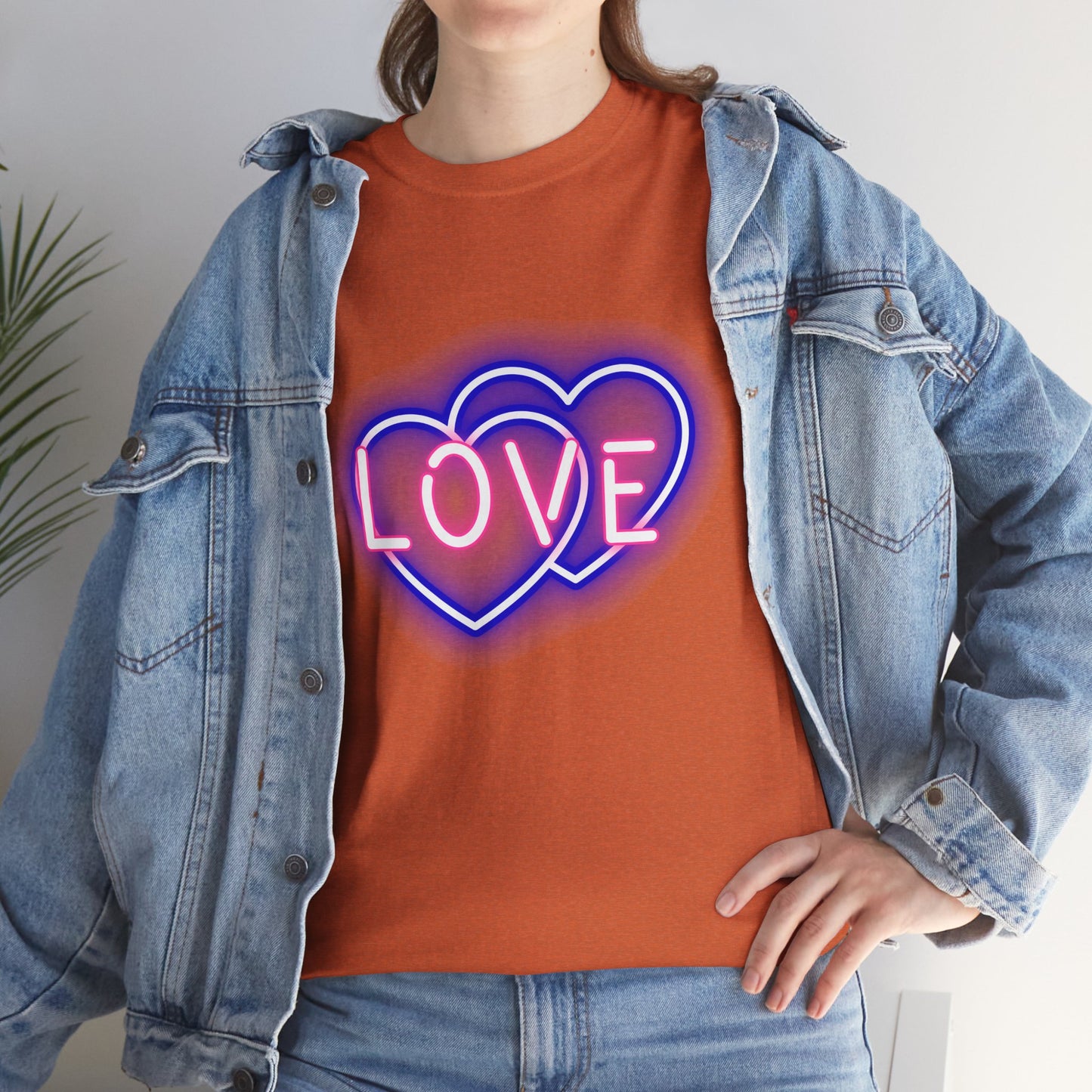 Neon Double Heart Unisex Heavy Cotton Tee