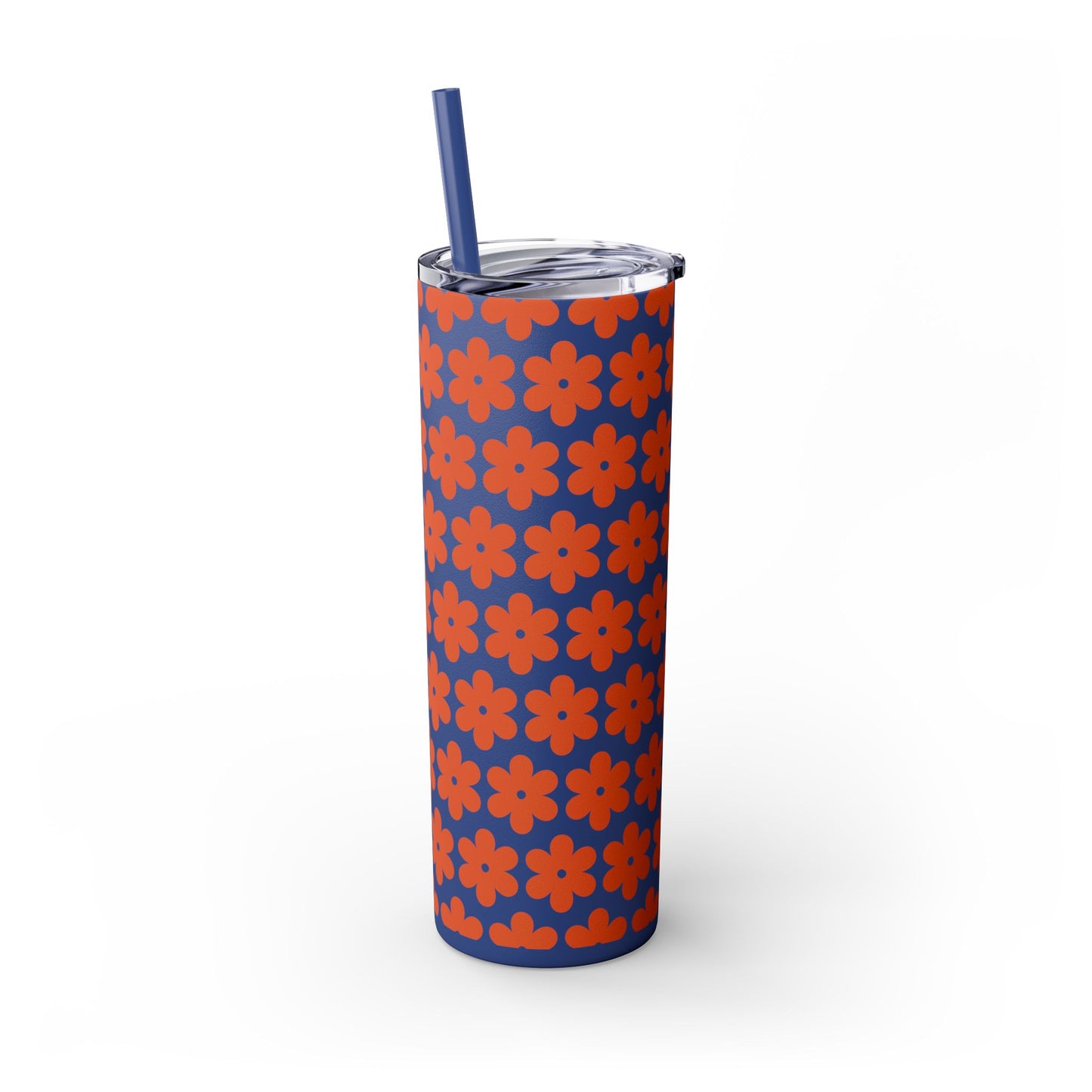 Retro Flower Skinny Tumbler with Straw, 20oz