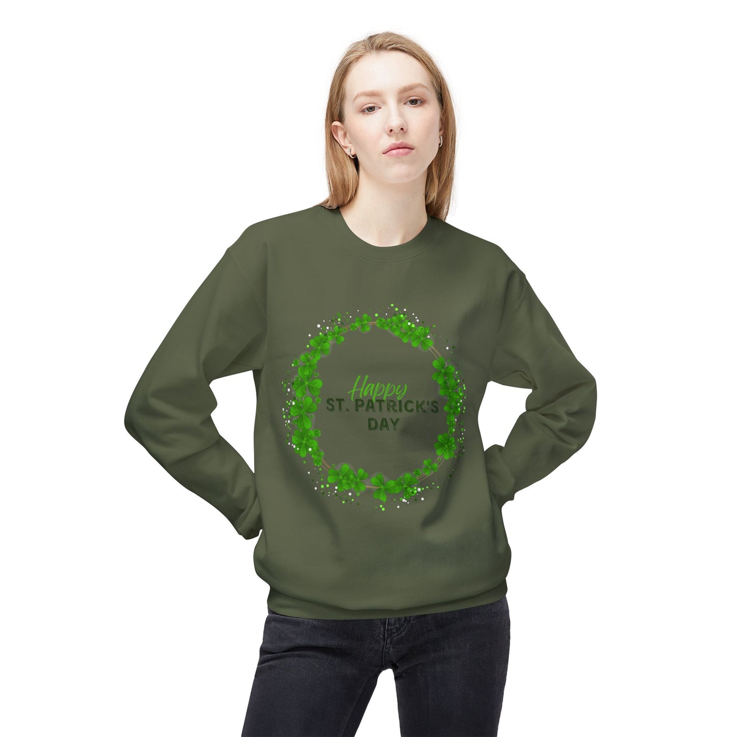 St. Pat's Wreath Unisex Midweight Softstyle Fleece Crewneck Sweatshirt