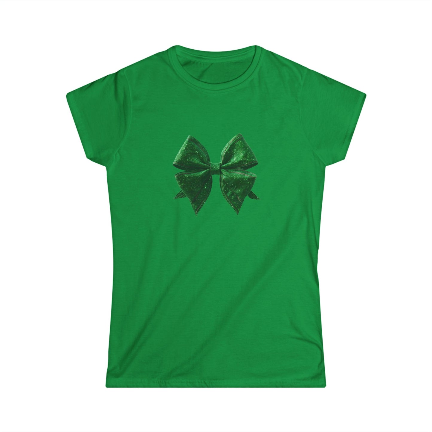 Green Glitter Bow Women's Softstyle Tee