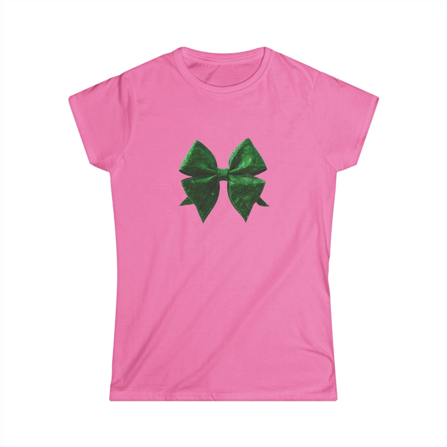 Green Glitter Bow Women's Softstyle Tee