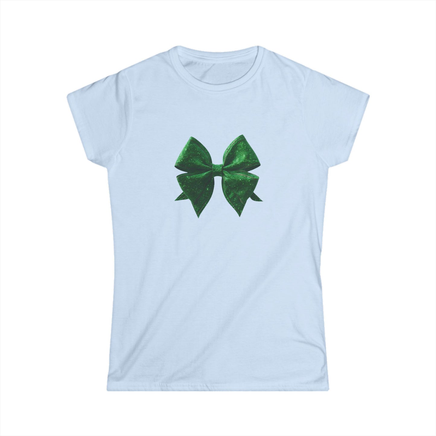 Green Glitter Bow Women's Softstyle Tee