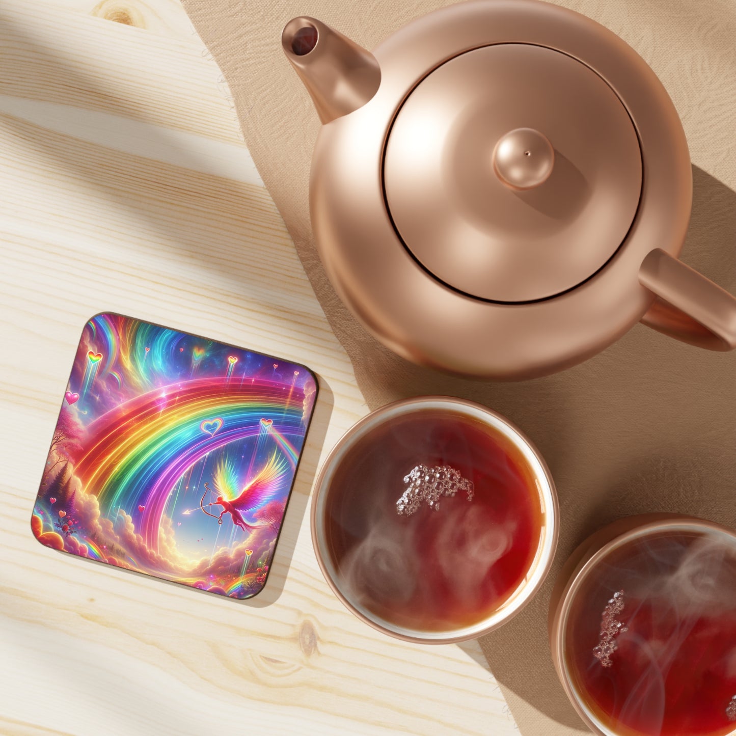 Rainbow Phoenix Hardboard Back Coaster