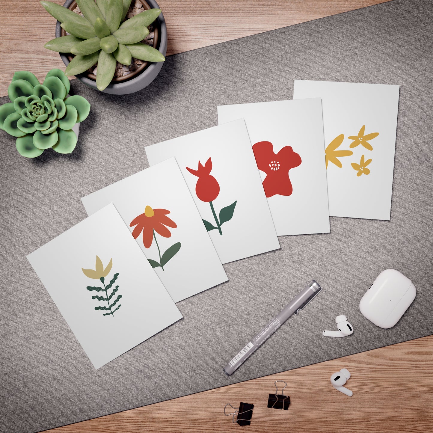 Flower Power Multi-Design Greeting Cards (5-Pack)