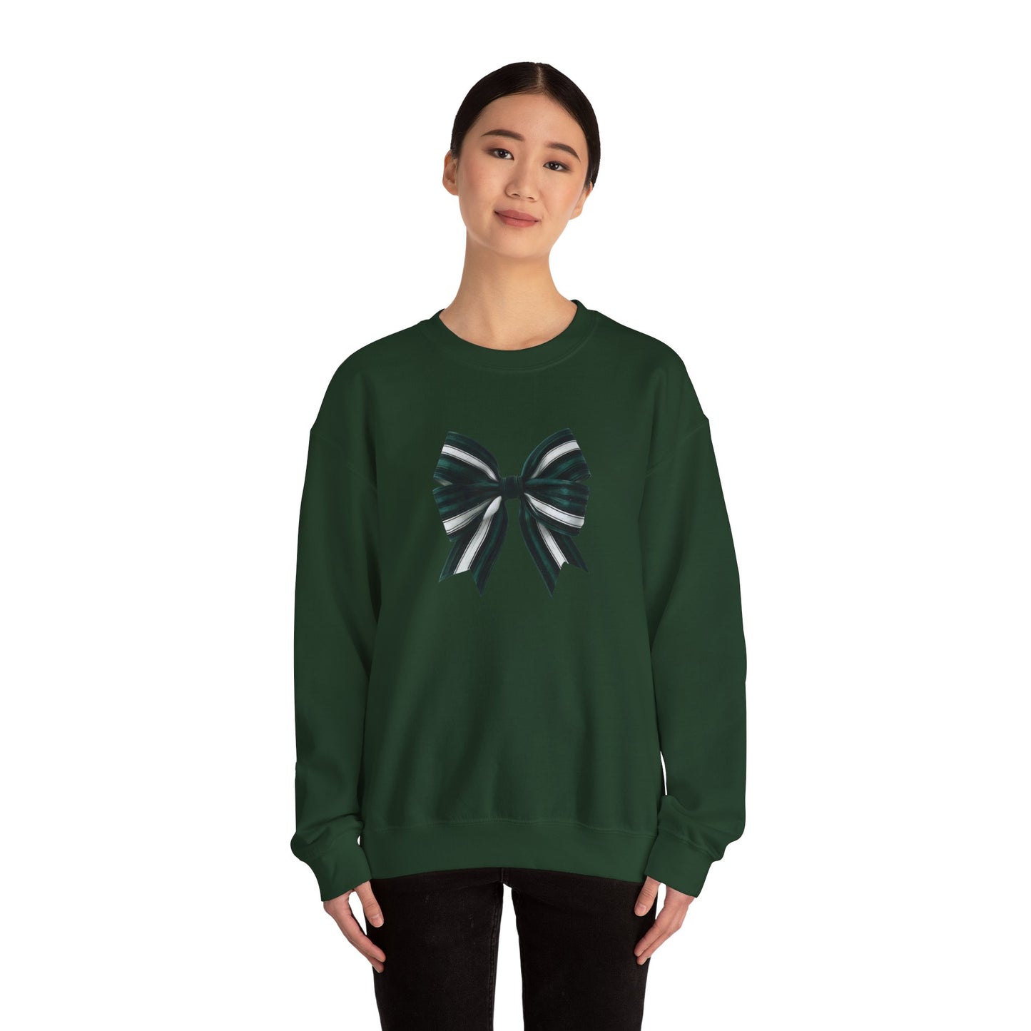 Green, White and Black Bow Unisex Heavy Blend™ Crewneck Sweatshirt