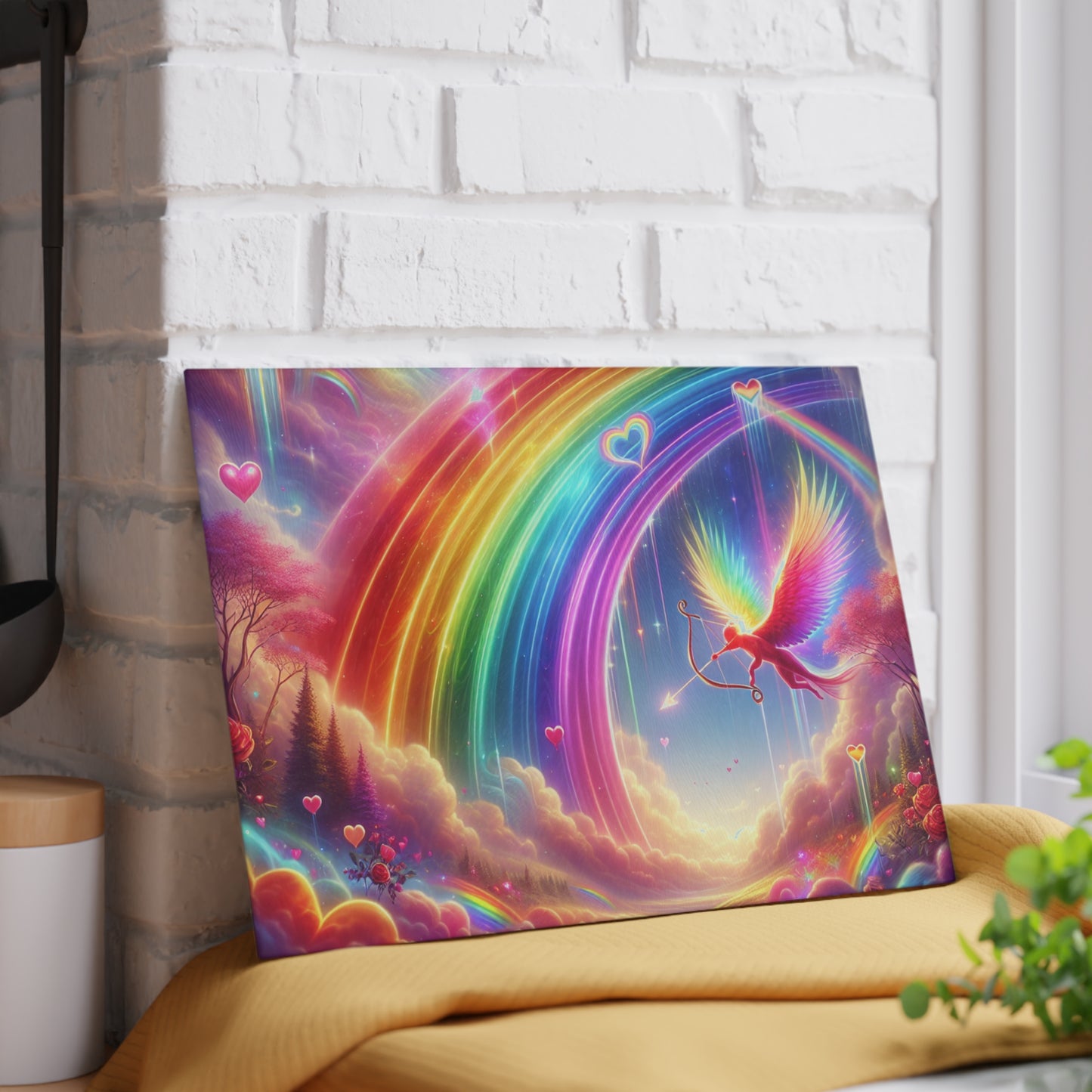 Rainbow Phoenix Glass Cutting Board