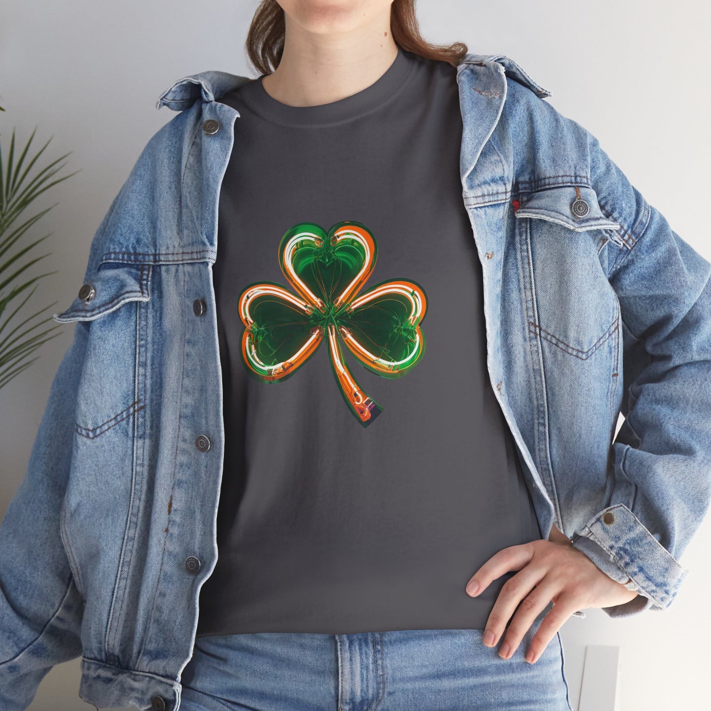 Electric Luck - Green and Orange Unisex Heavy Cotton Tee