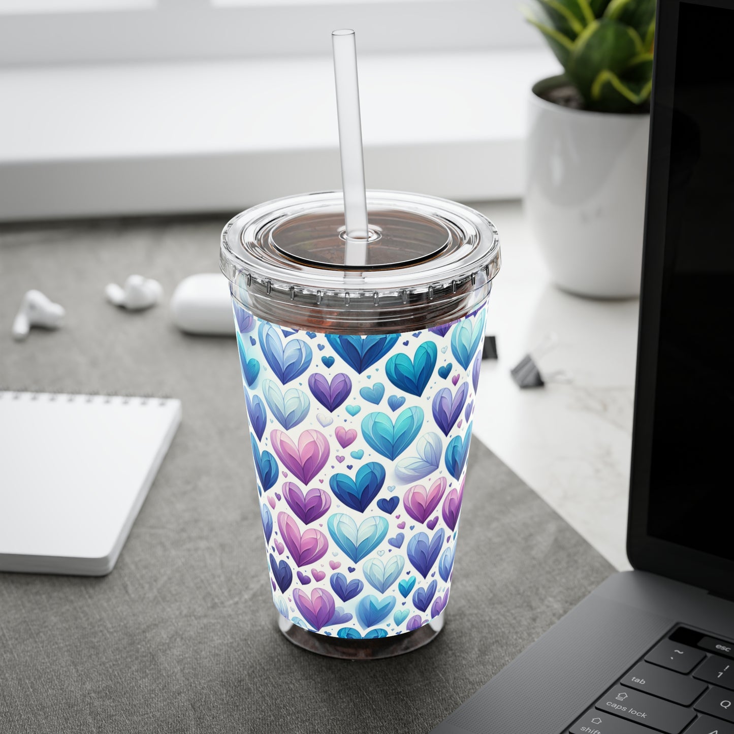 Blue Without Your Love Sunsplash Tumbler with Straw, 16oz