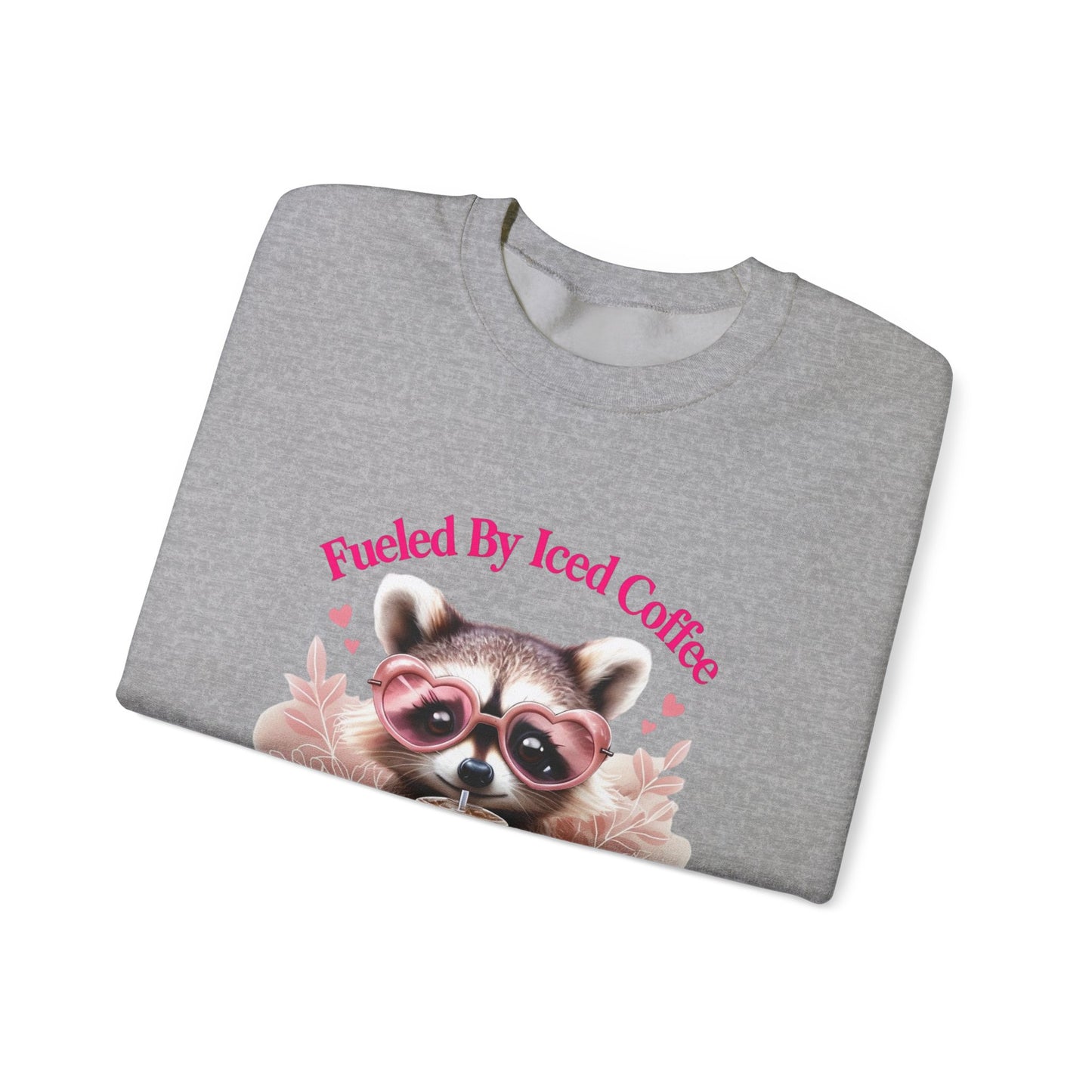 Fueled By Iced Coffee and Anxiety - Cute Raccoon Coffee Sweatshirt