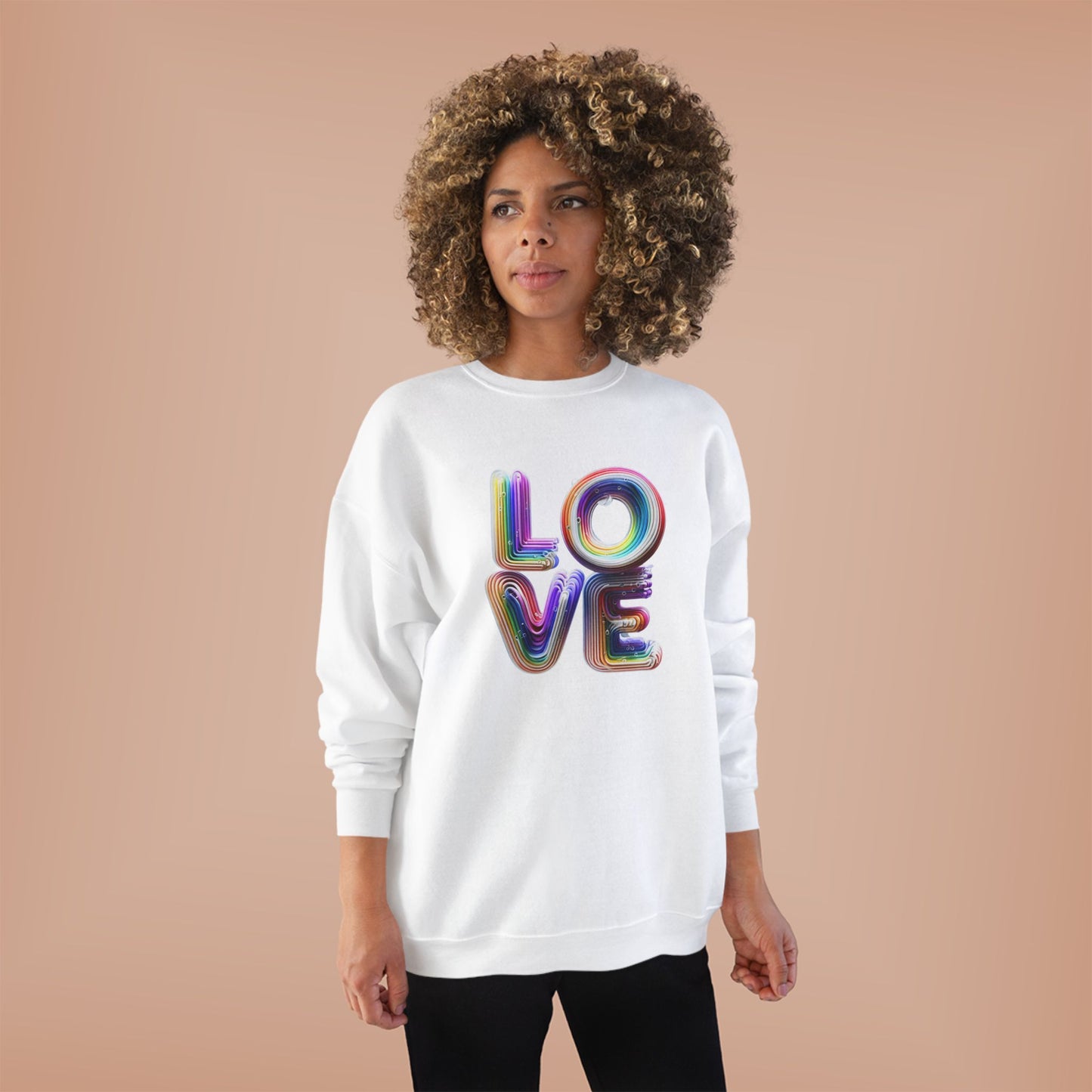 3D LOVE - Colorful Love Unisex EcoSmart Crewneck Sweatshirt