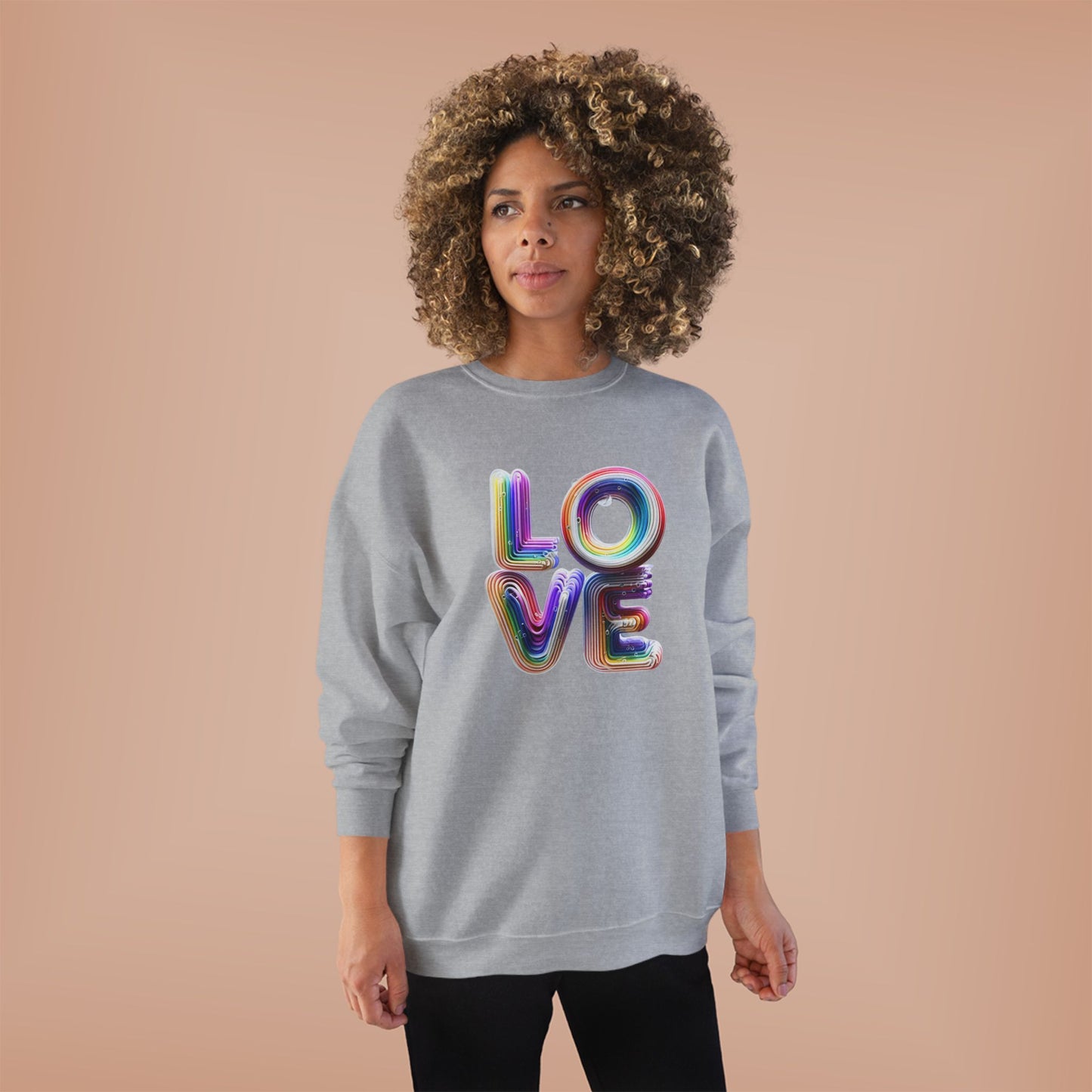 3D LOVE - Colorful Love Unisex EcoSmart Crewneck Sweatshirt