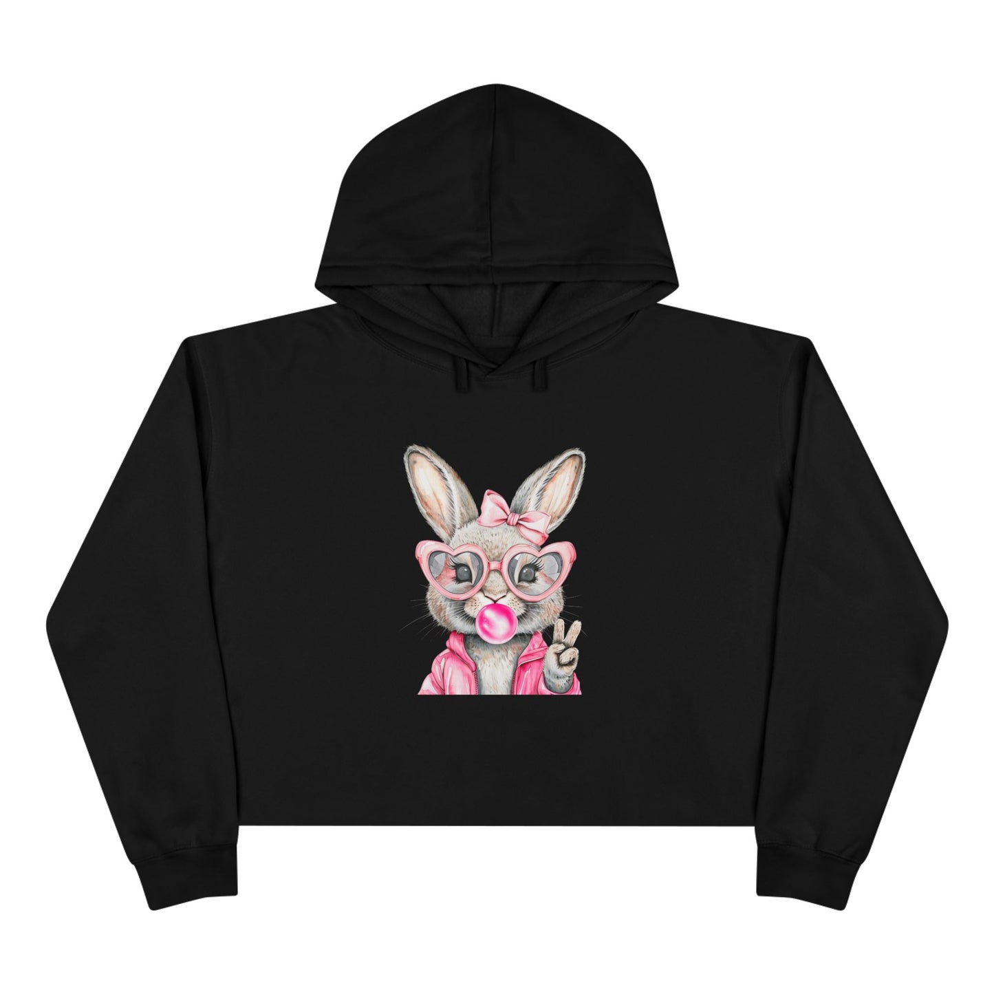 Bubble Gum Bunny Crop Hoodie - Perfect for Spring Fashion