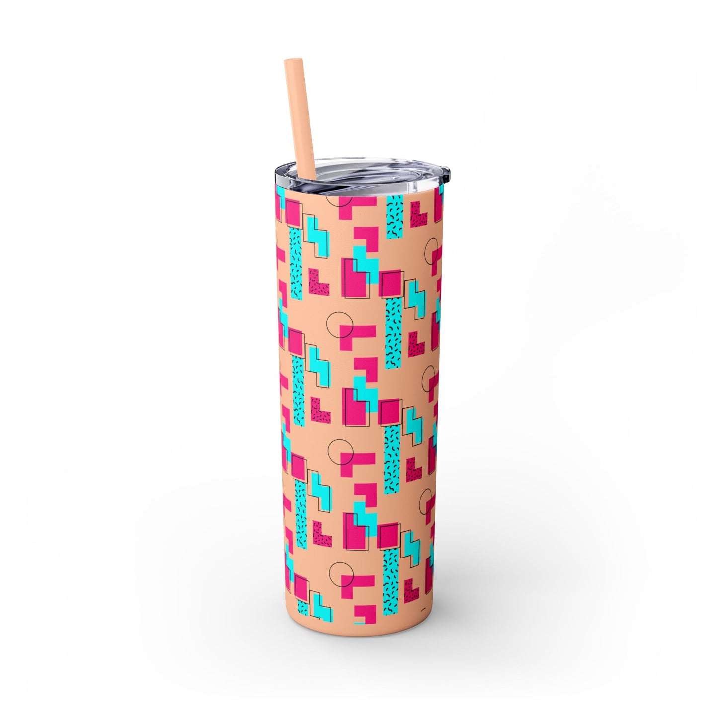 GeoRetro Skinny Tumbler with Straw, 20oz