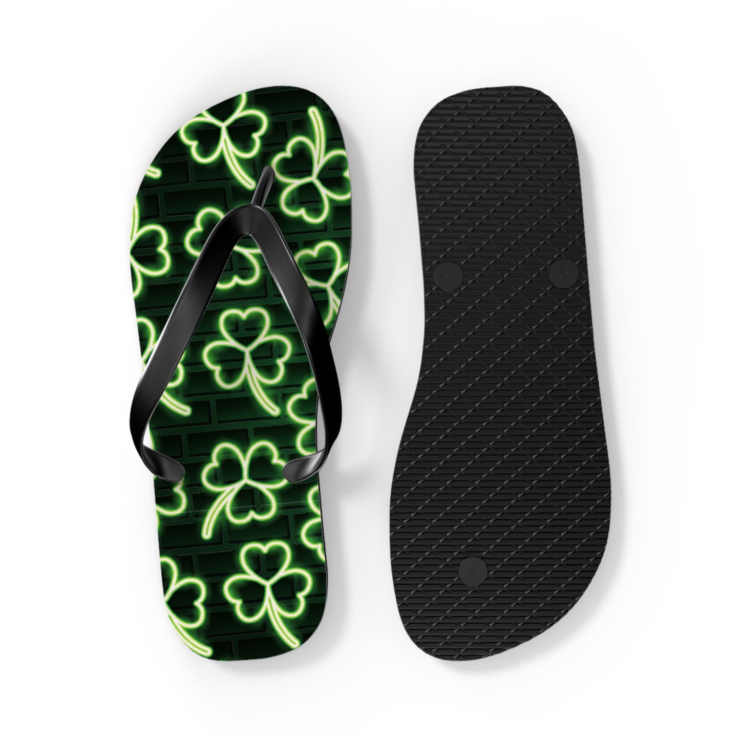 Neon Shamrock Flip Flops