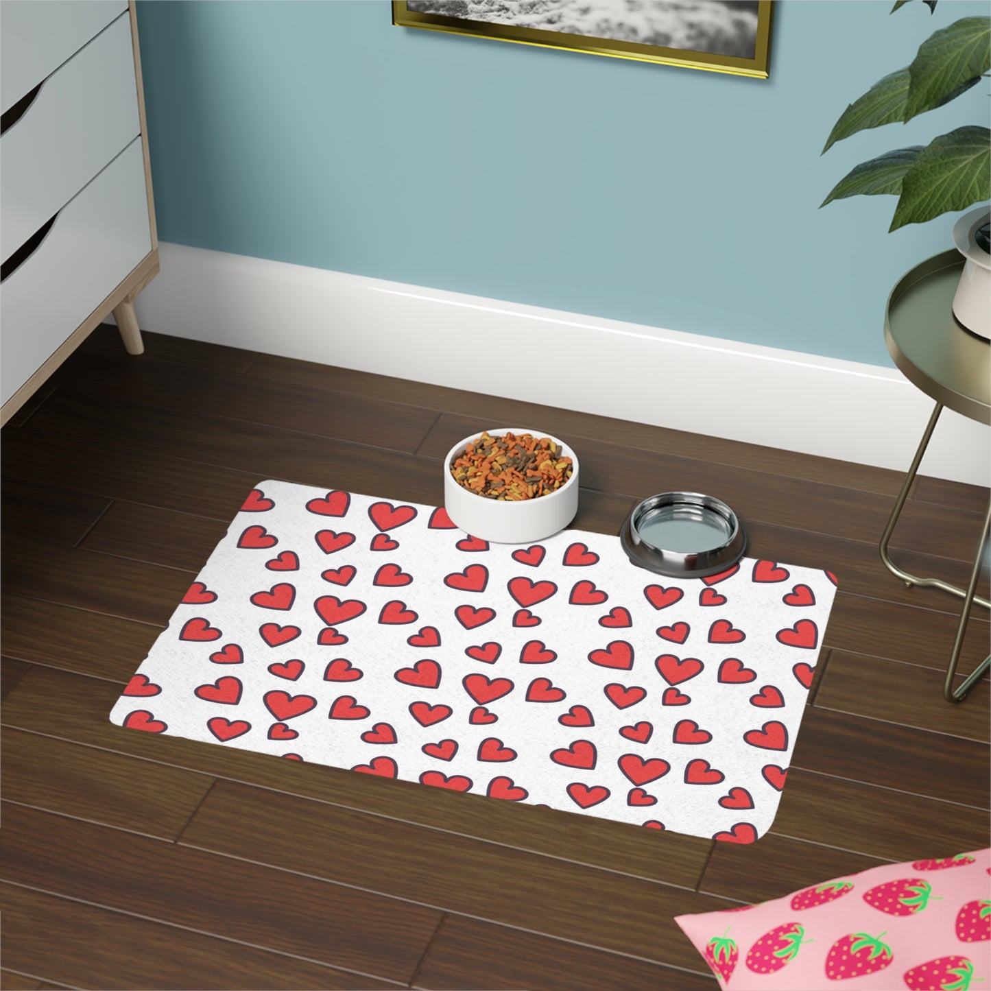 Floating Hearts Pet Food Mat (12x18)