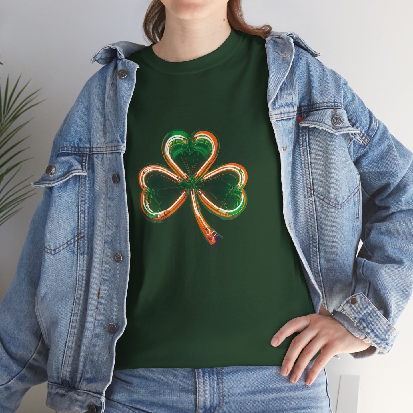 Electric Luck - Green and Orange Unisex Heavy Cotton Tee