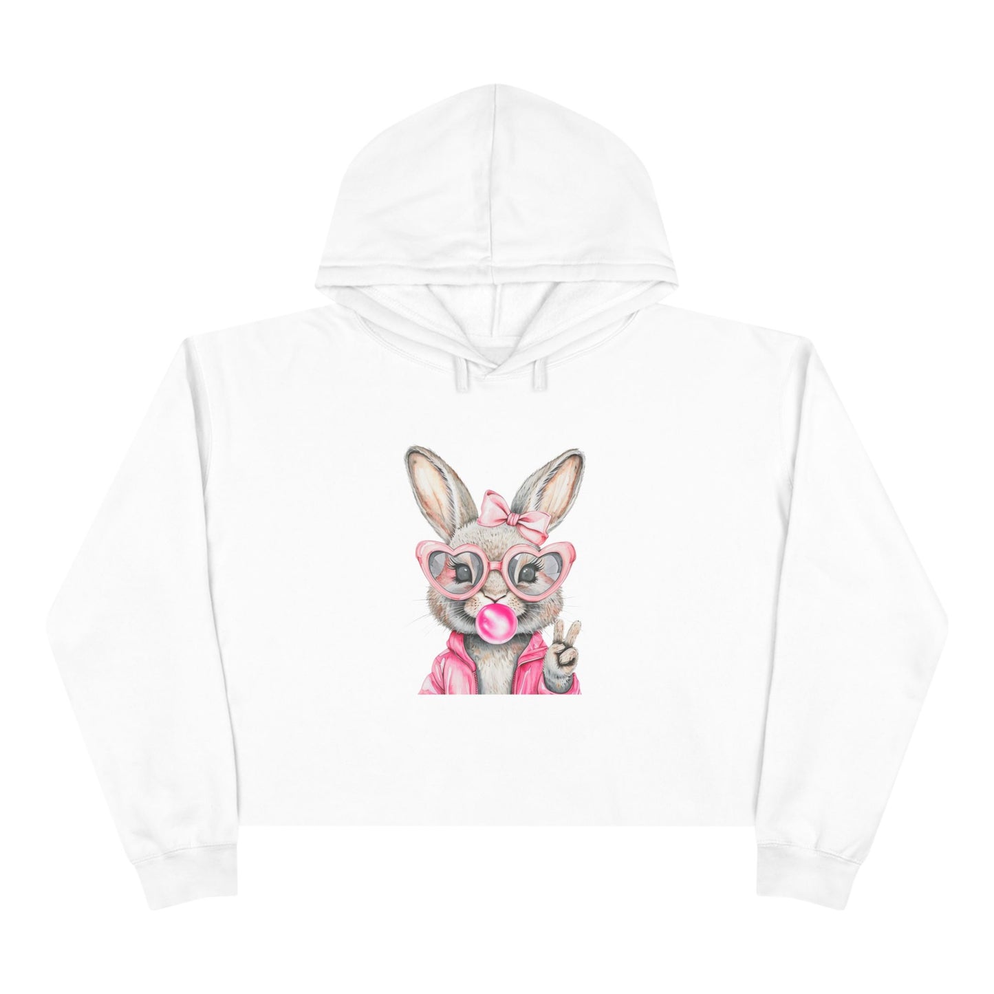 Bubble Gum Bunny Crop Hoodie - Perfect for Spring Fashion