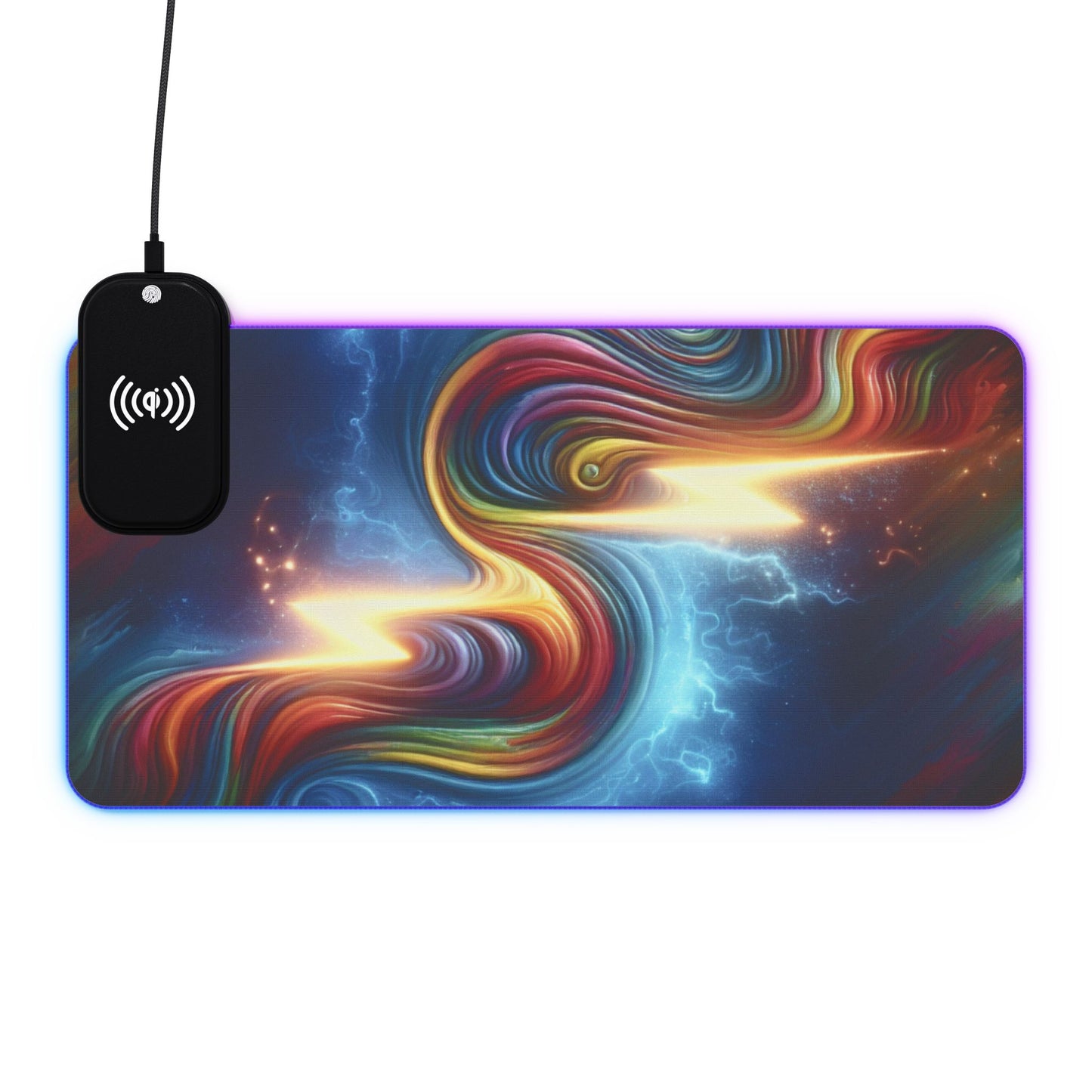 Rainbow Lightening LED Gaming Mouse Pad, Wireless Charging