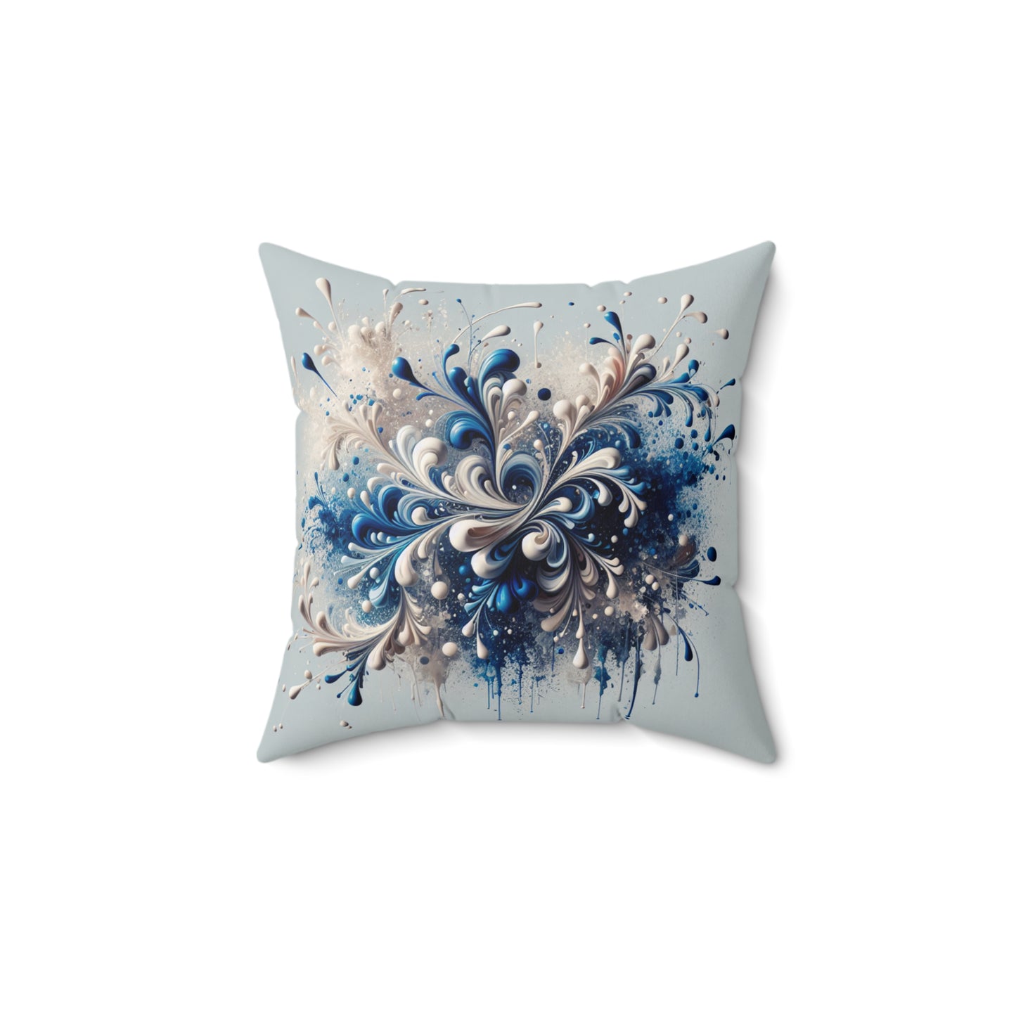 Blue & Cream Swirl Spun Polyester Square Pillow