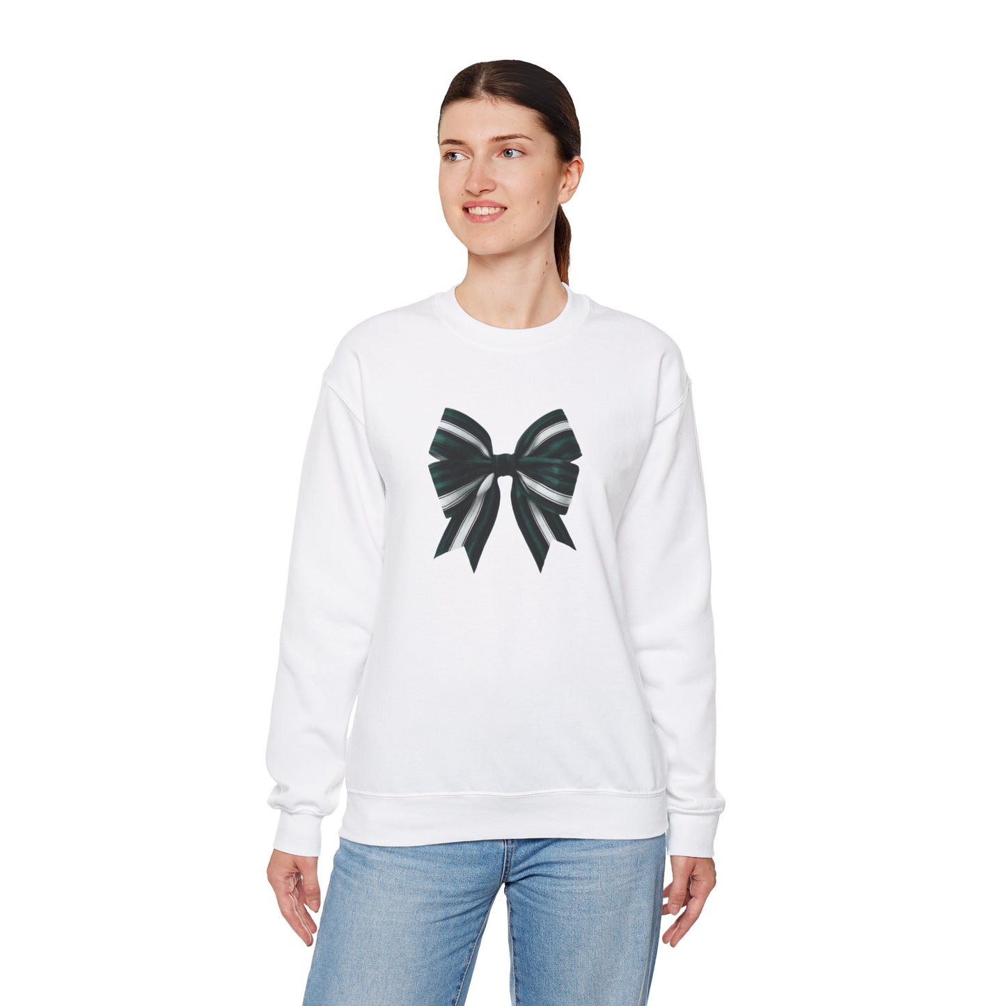 Green, White and Black Bow Unisex Heavy Blend™ Crewneck Sweatshirt