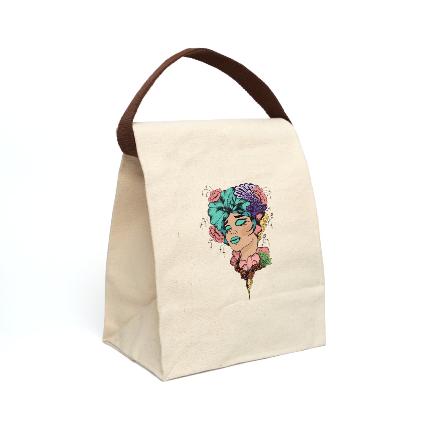 Madame Colorful Canvas Lunch Bag With Strap