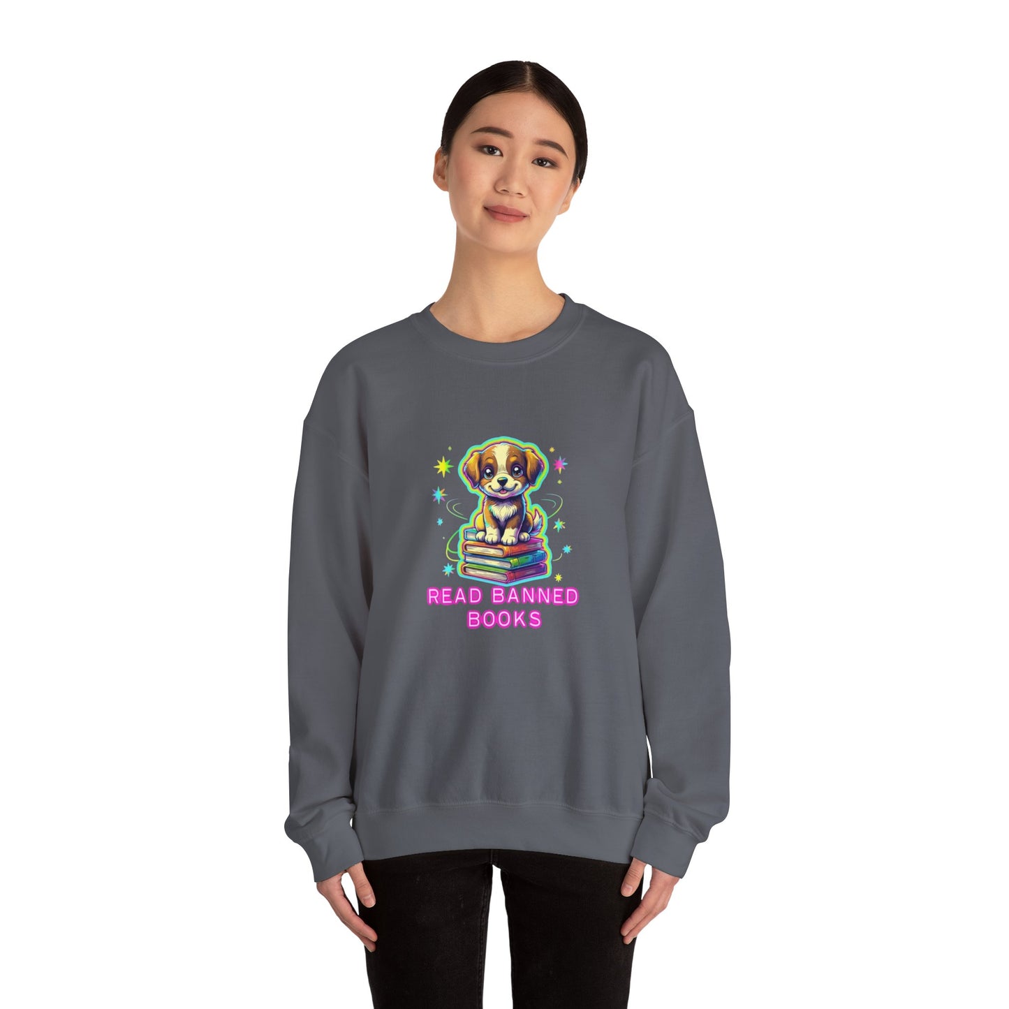 Read Banned Books - Dog Unisex Heavy Blend™ Crewneck Sweatshirt