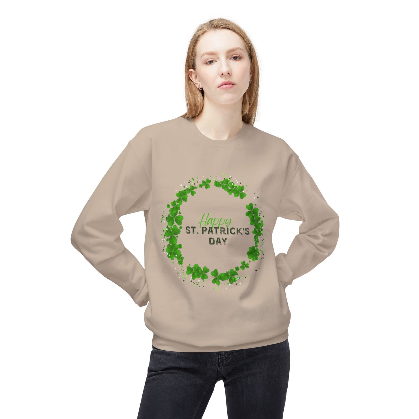 St. Pat's Wreath Unisex Midweight Softstyle Fleece Crewneck Sweatshirt