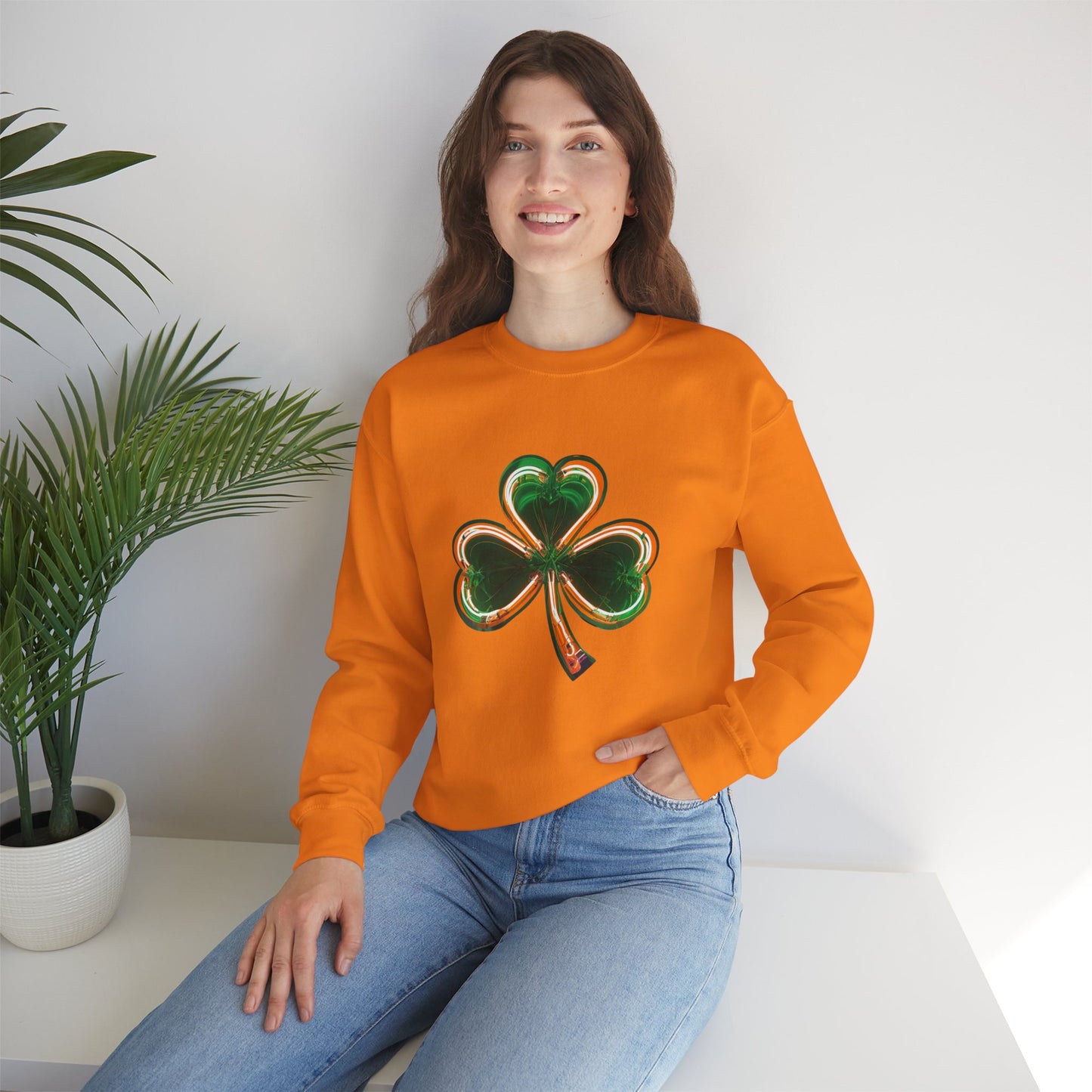 Electric Luck - Green and Orange Unisex Heavy Blend™ Crewneck Sweatshirt