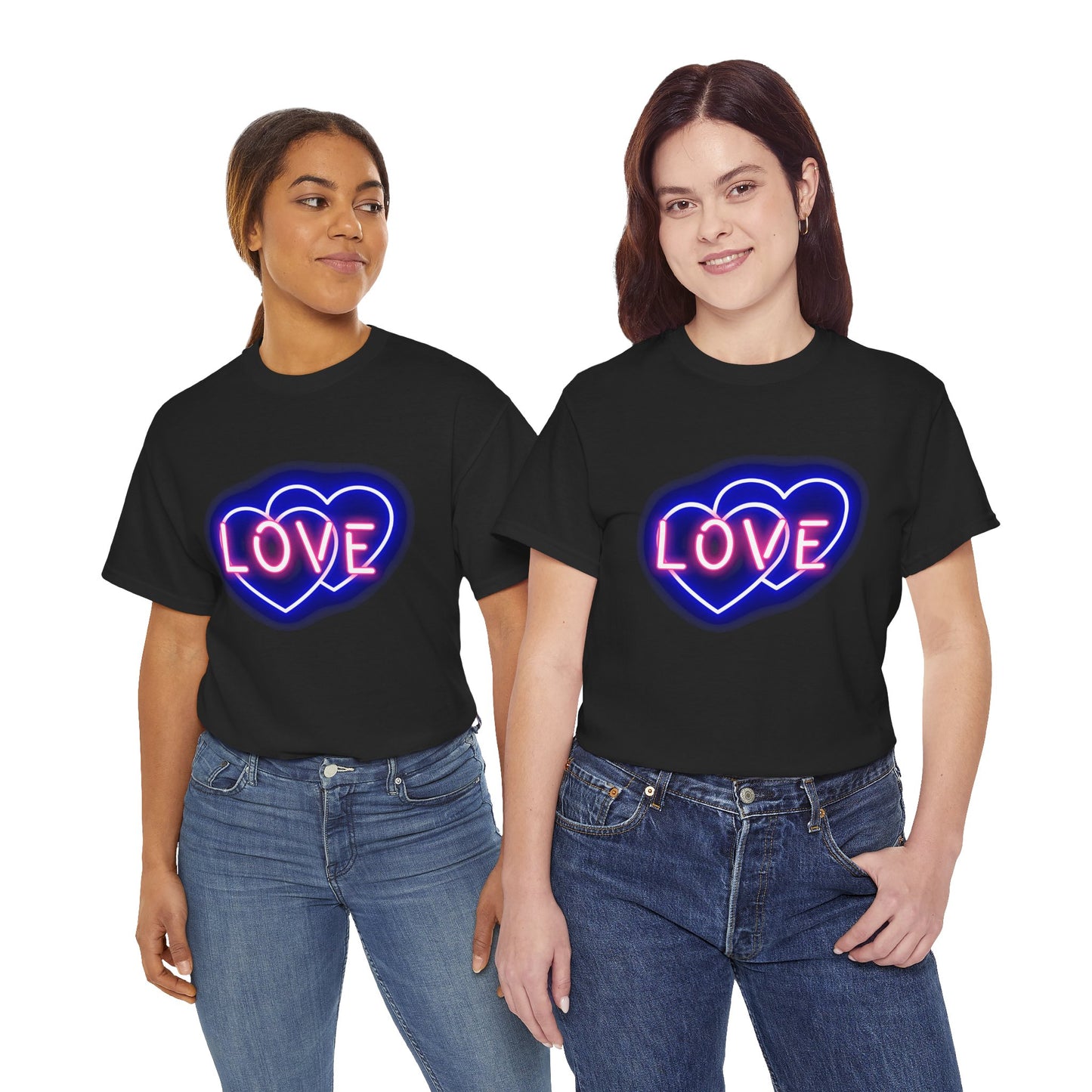 Neon Double Heart Unisex Heavy Cotton Tee