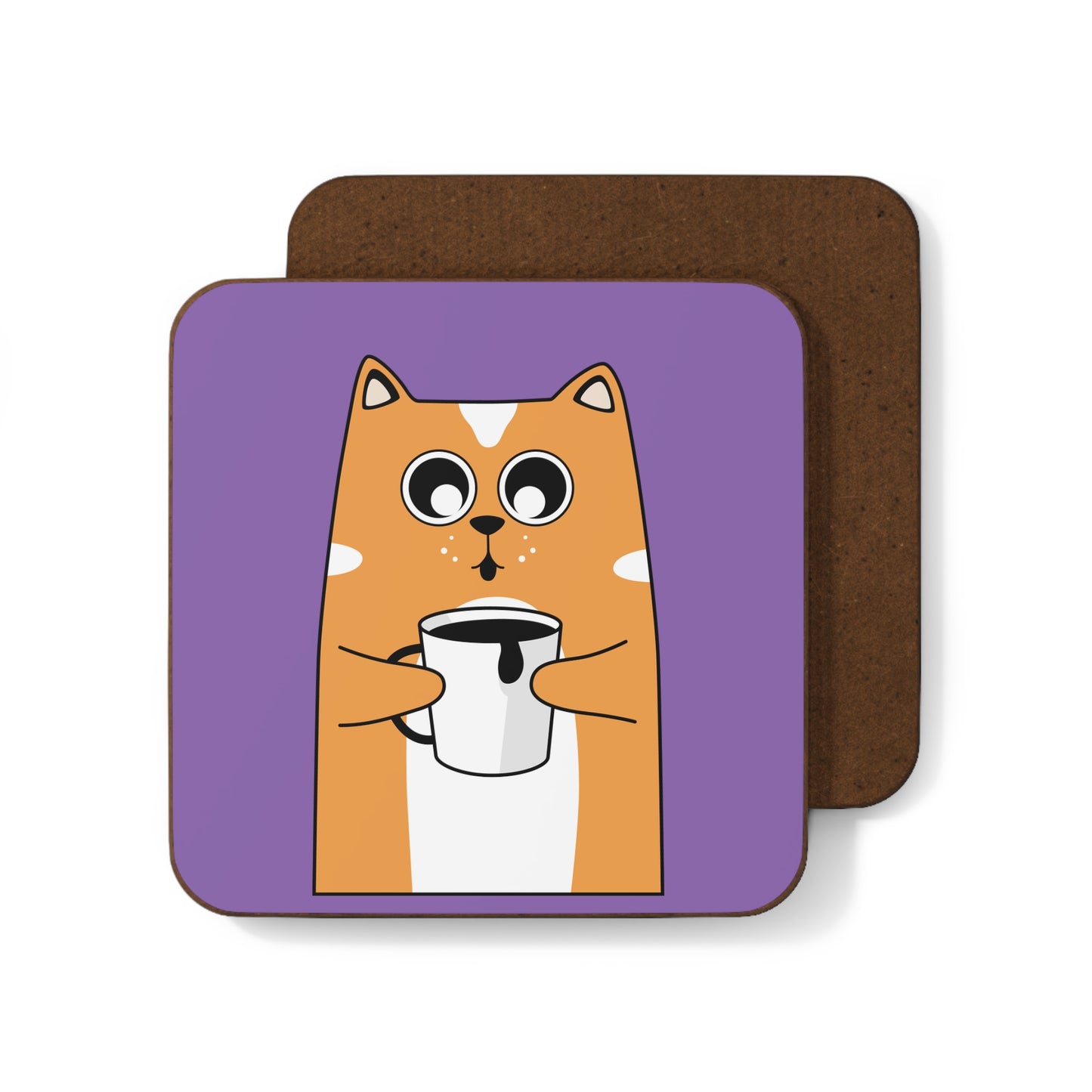 Cat Coffee Hardboard Back Coaster