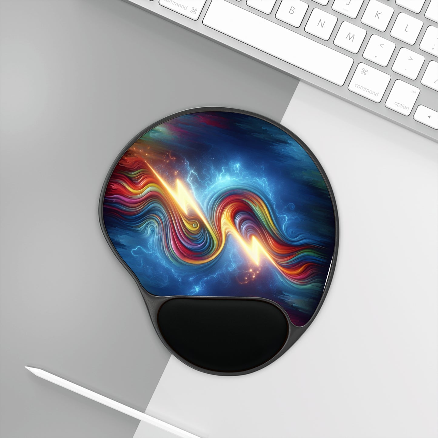 Rainbow Lightening Mouse Pad With Wrist Rest