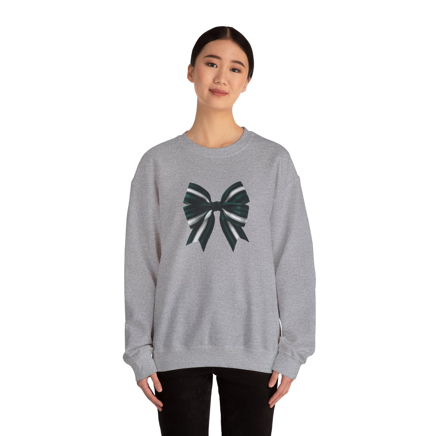 Green, White and Black Bow Unisex Heavy Blend™ Crewneck Sweatshirt