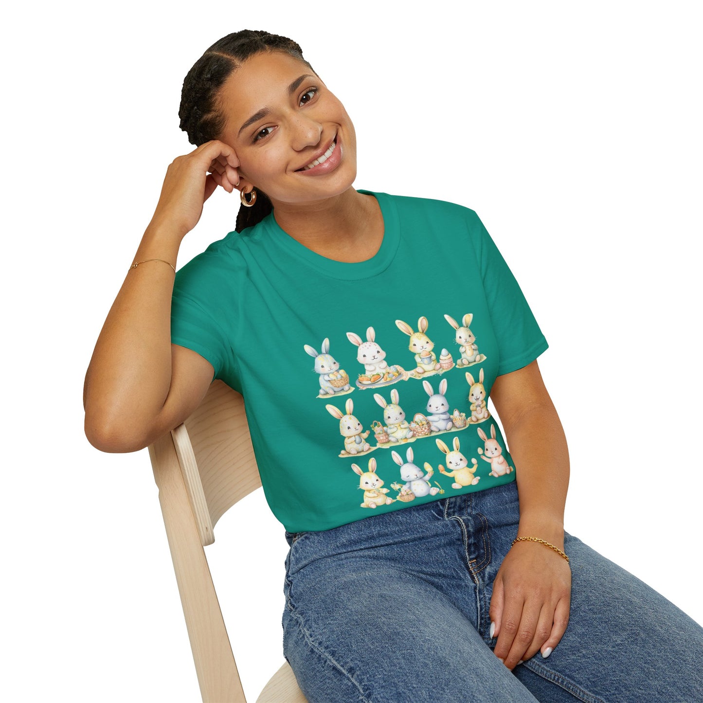 Bunny Picnic Unisex Softstyle T-Shirt for Easter