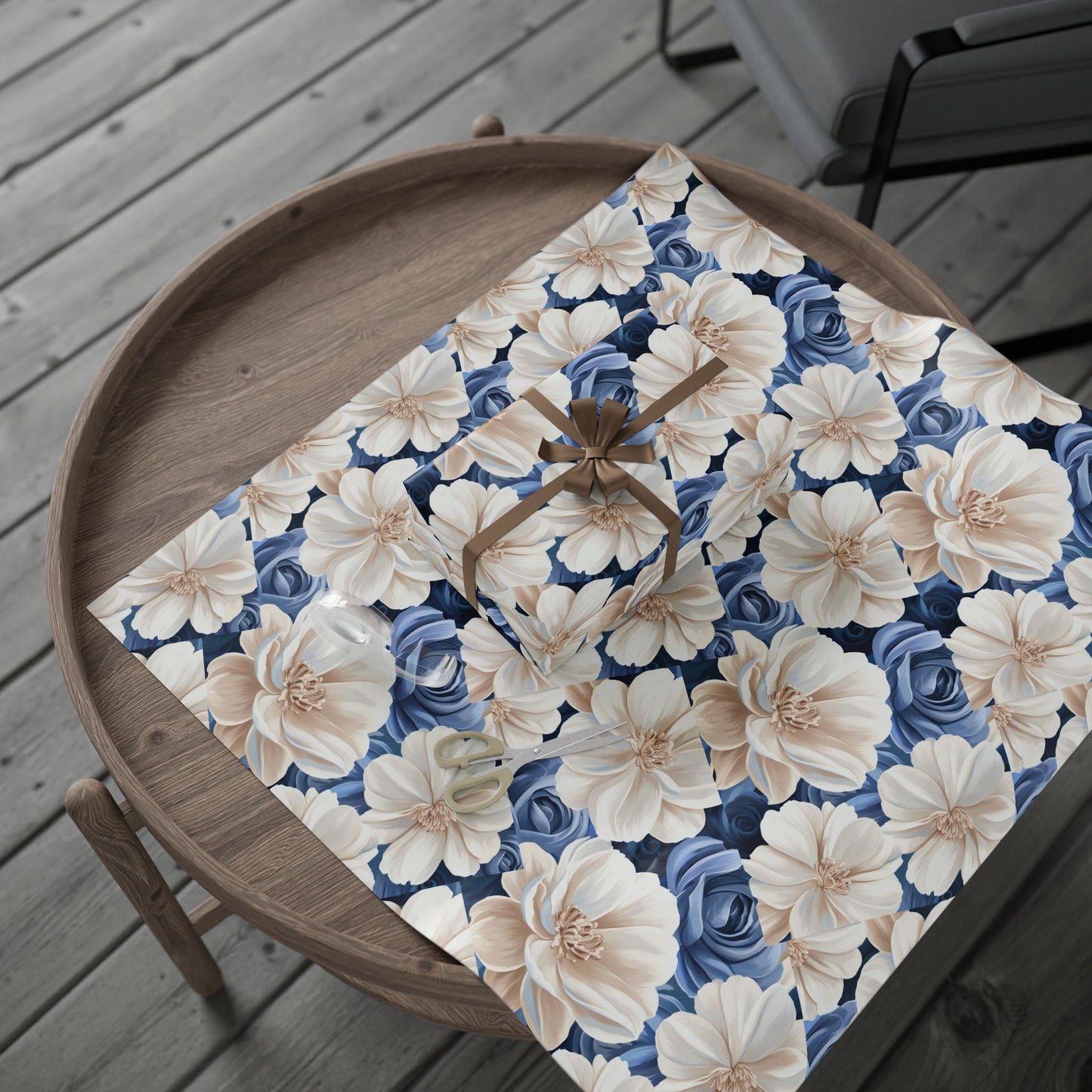 Painted Blue and White Flowers Wrapping Papers