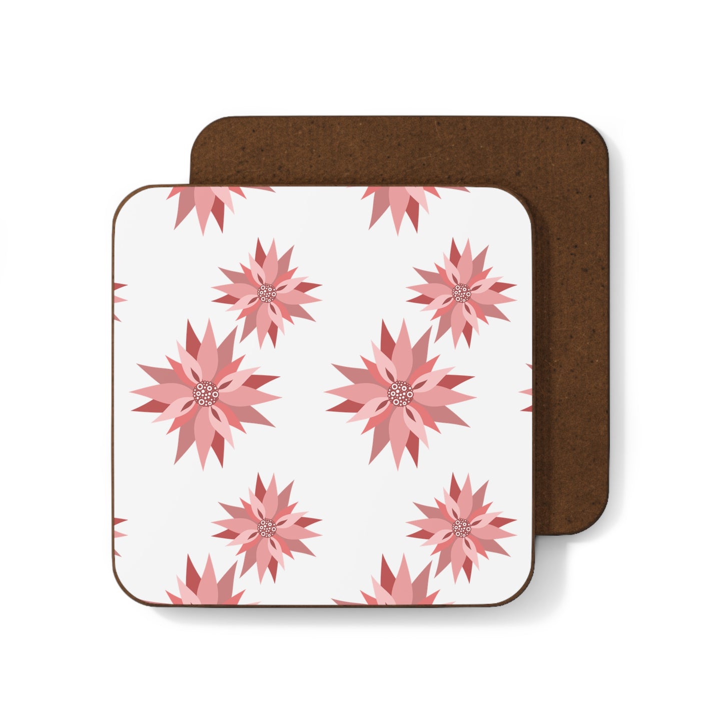 Pink Poinsettia Hardboard Back Coaster